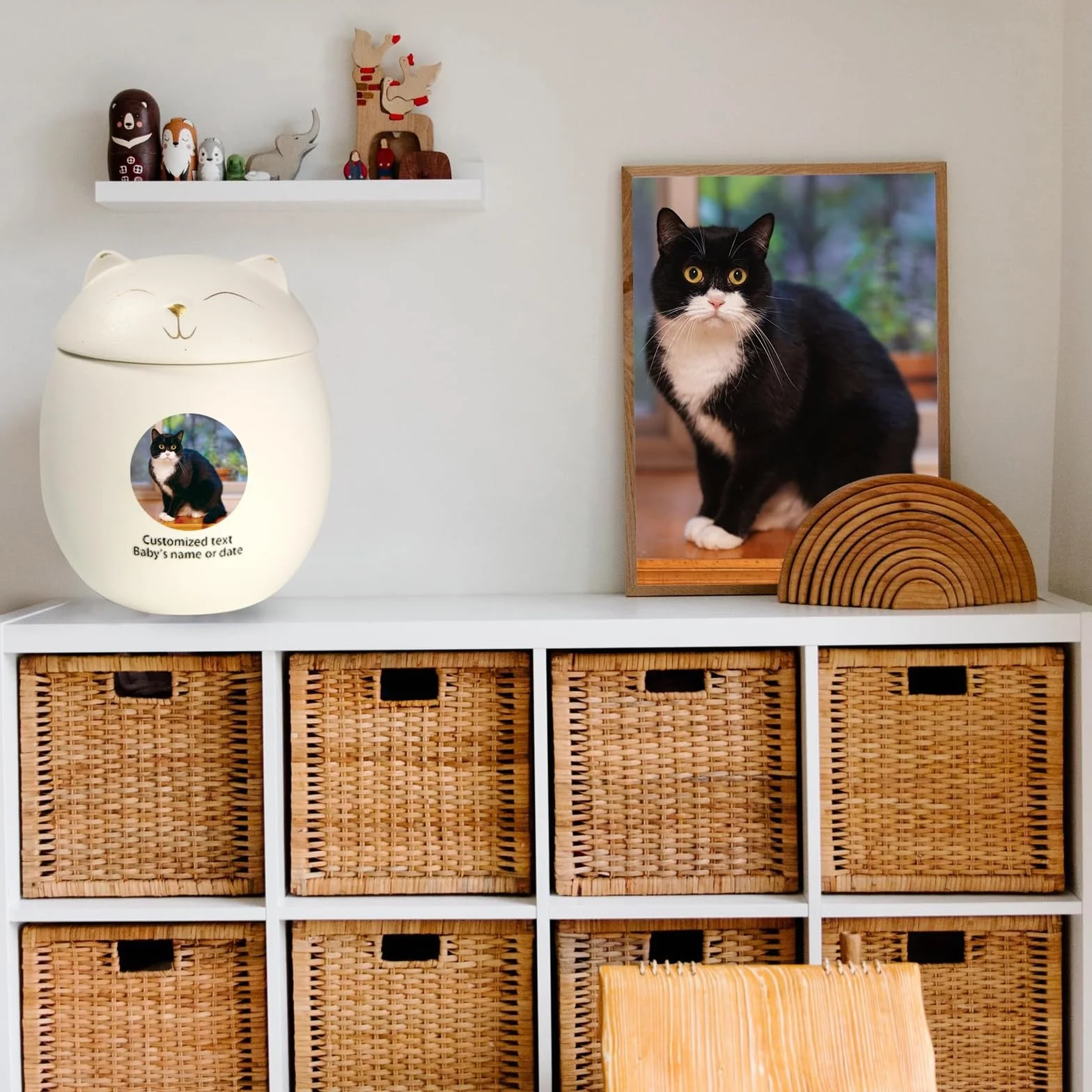 Urne personnalisée pour cendres de chat - Urne de crémation pour animaux de compagnie, Blanc, Grande
