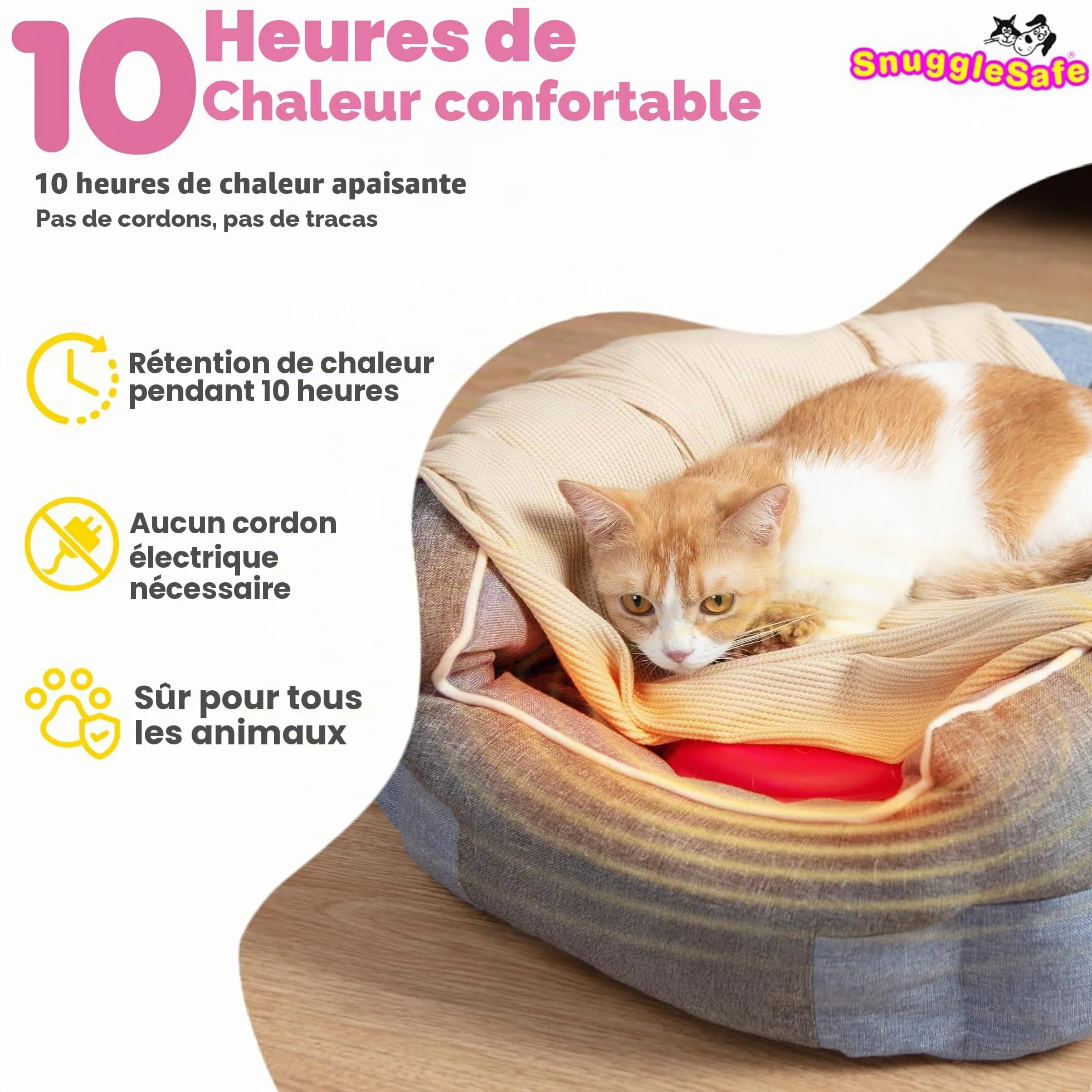 SnuggleSafe Coussin Chauffant Micro-Ondes pour Animaux - Disque Chauffant Résistant aux Morsures et à l’Eau - Jusqu’à 10 Heures de Chaleur