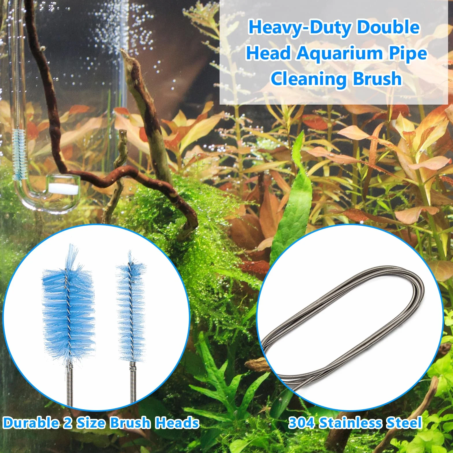 Kit d'aquarium extra long 38 cm 6 en 1 acier inoxydable outil aquascaping pince épiler ciseaux spatule nettoyage