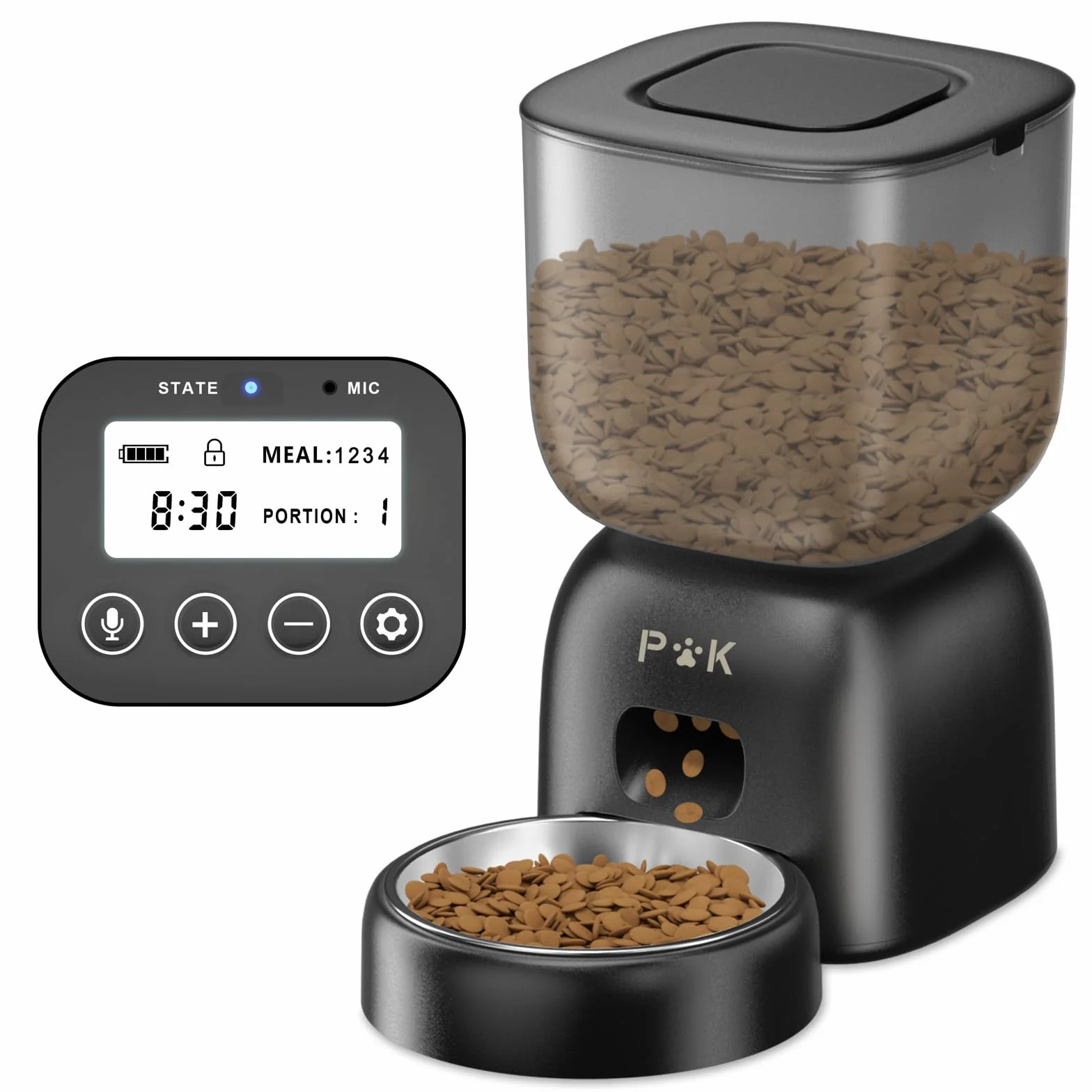 PUPPY KITTY Distributeur Croquettes Chat Automatique 3L, Autonomie 180 Jours, Programme Alimentation Personnalisé, Enregistrement Vocal 10S