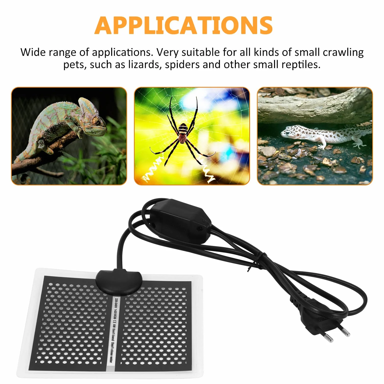 ALLOMN Tapis chauffant pour reptiles 5W 15x14 cm nid d'abeille