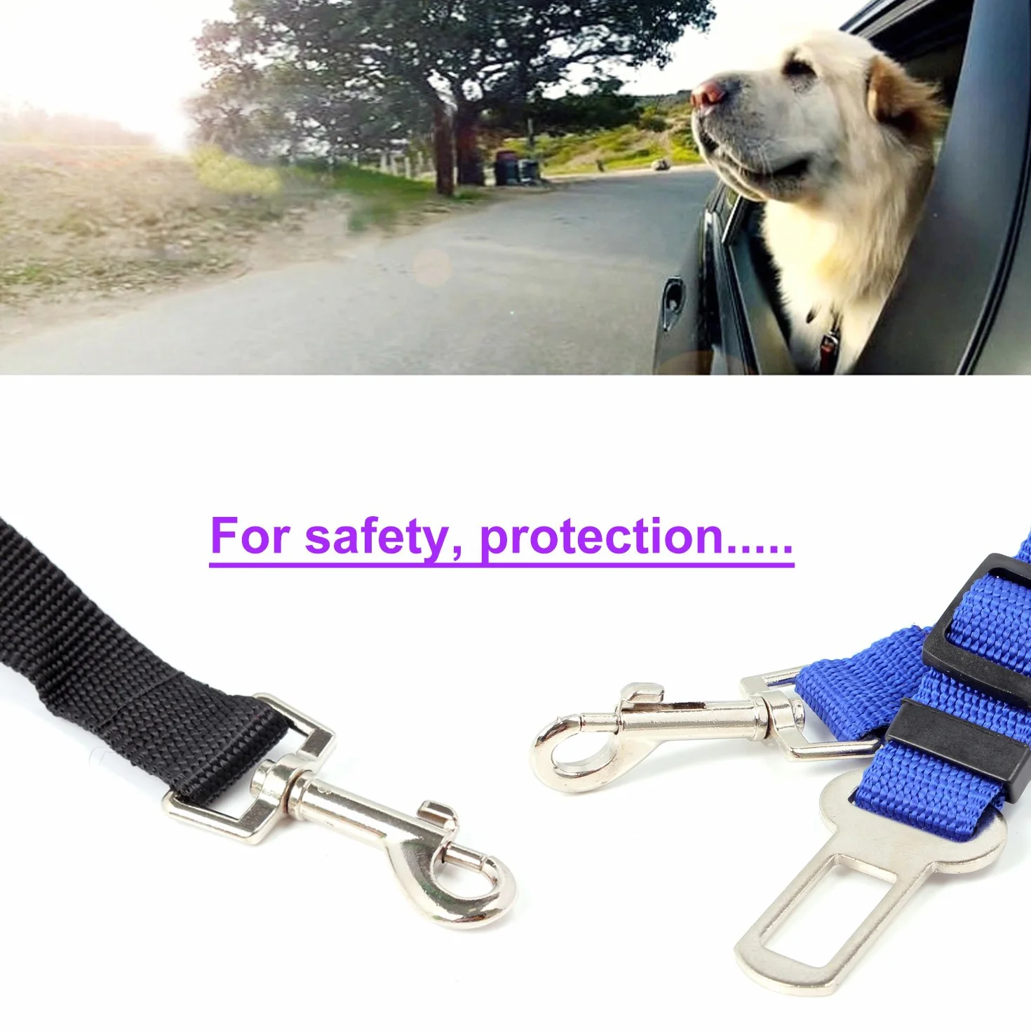 Ceinture de Sécurité pour Chien Chat Animaux de Compagnie Sièges Voiture Noir