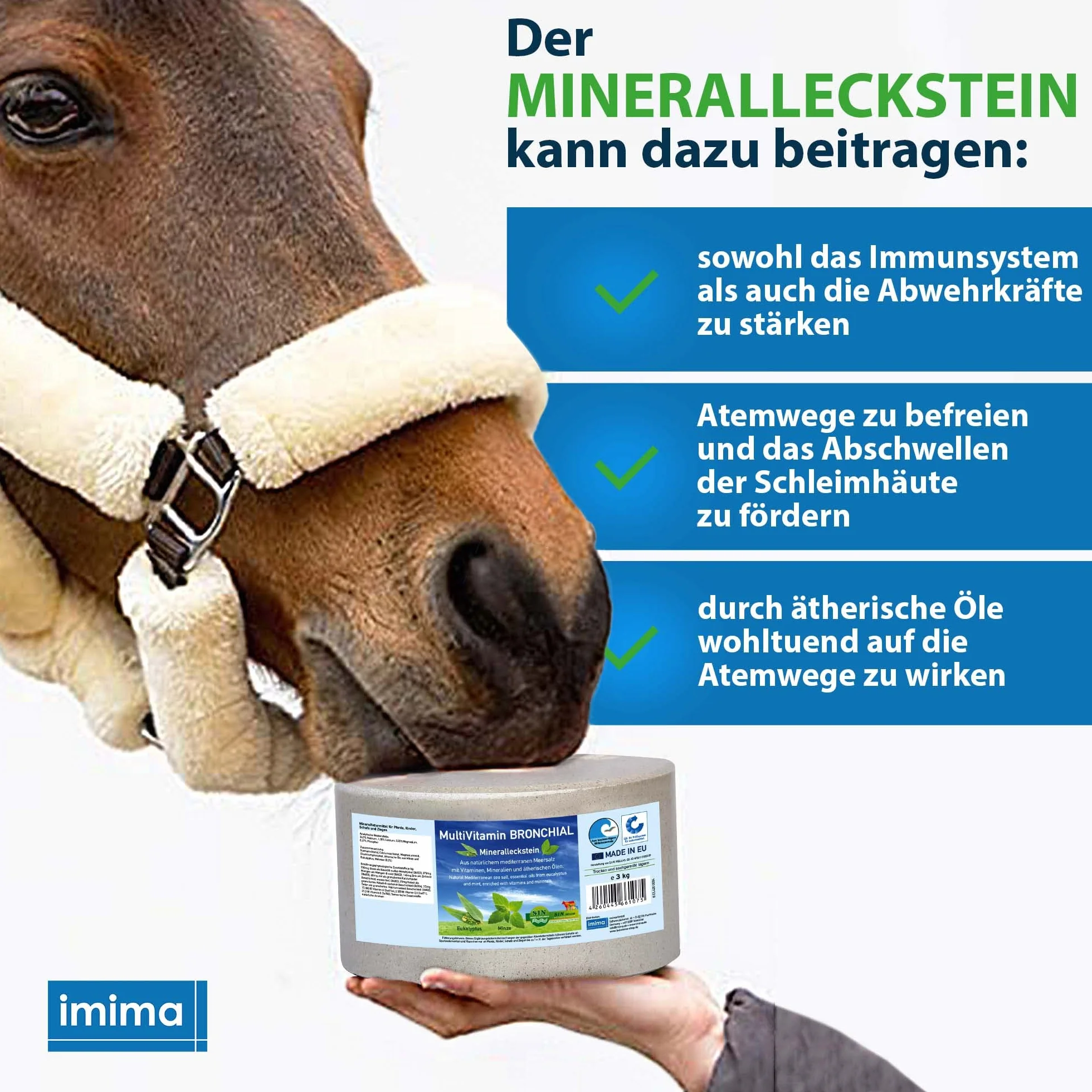 Pierre à Lécher Minérale Cheval MultiVitamin BRONCHIAL Set de 2 x 3kg