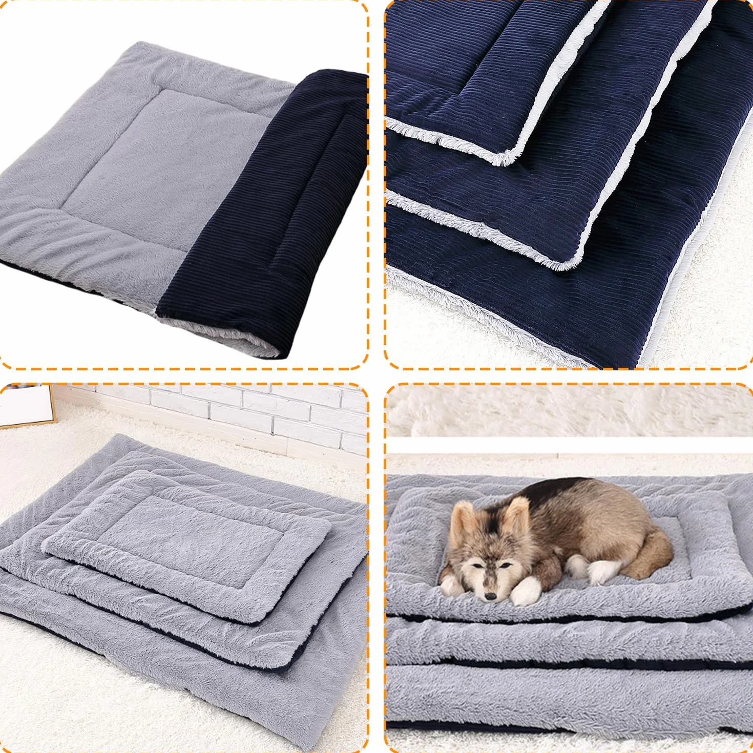 Coussin pour Chien Tapis Animaux Anti Stress Lavable Bleu 55 x 75 cm