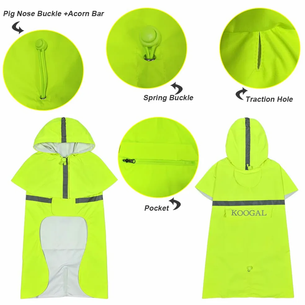 Manteau de pluie imperméable pour chien de taille moyenne et grande (vert fluo, taille 5XL)
