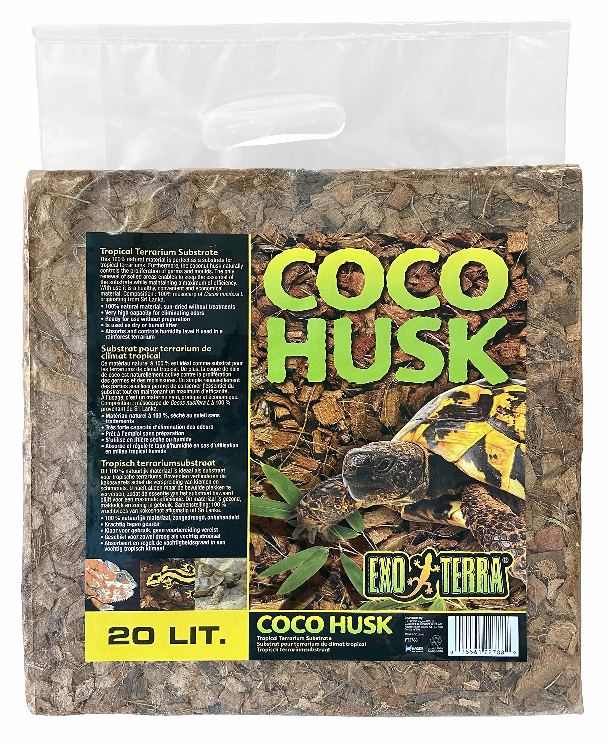 Exoterra Substrat Coco Husk pour Reptiles et Amphibiens 20 L