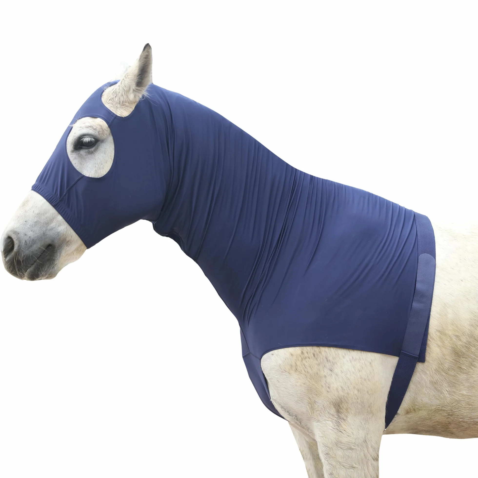 Leberna Lycra Capot de Cheval Extensible avec Zip Couverture de Cou Facial Marine XL