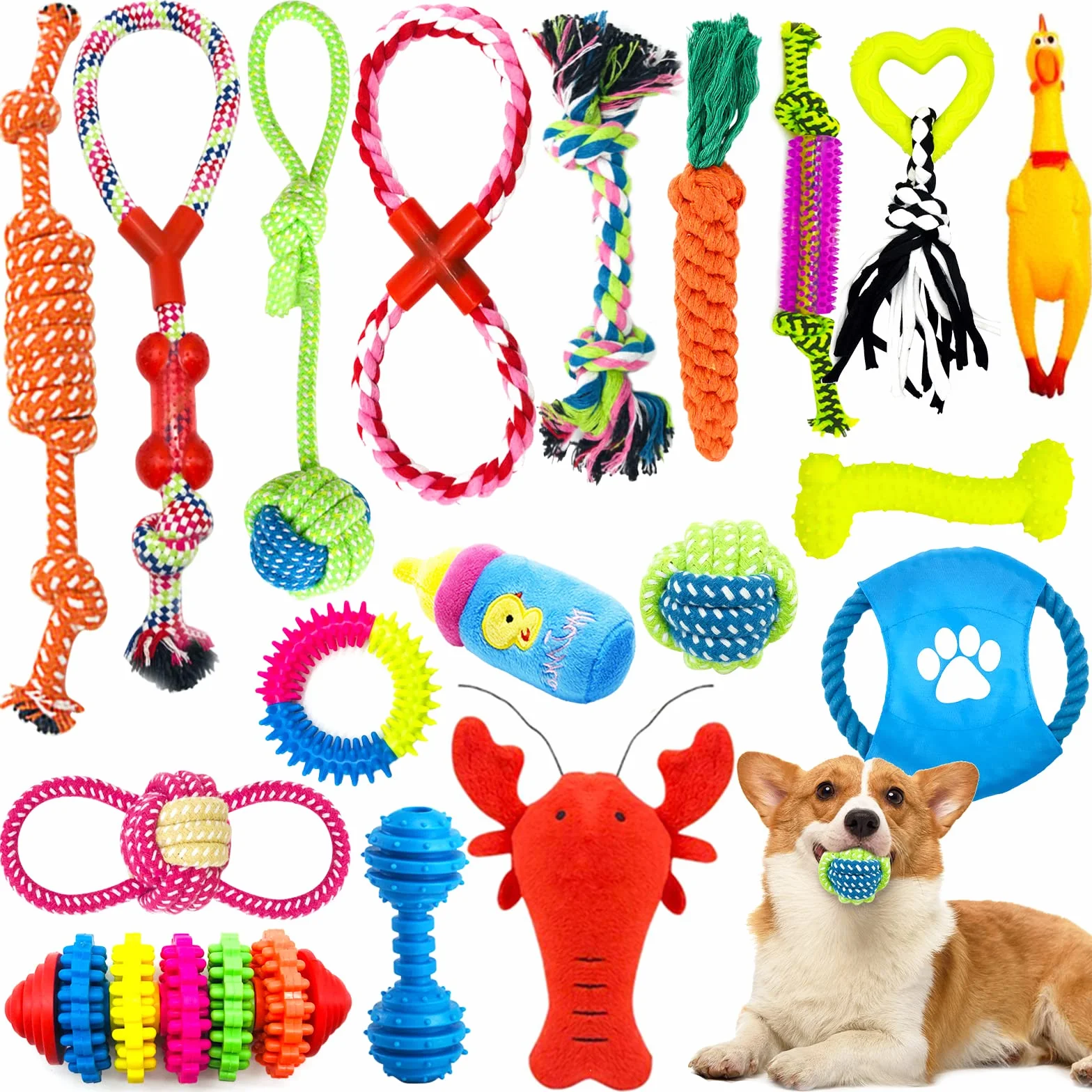 JOYBOY Jouets pour Chien 18 Pièces Corde à Mâcher Durable Indestructible