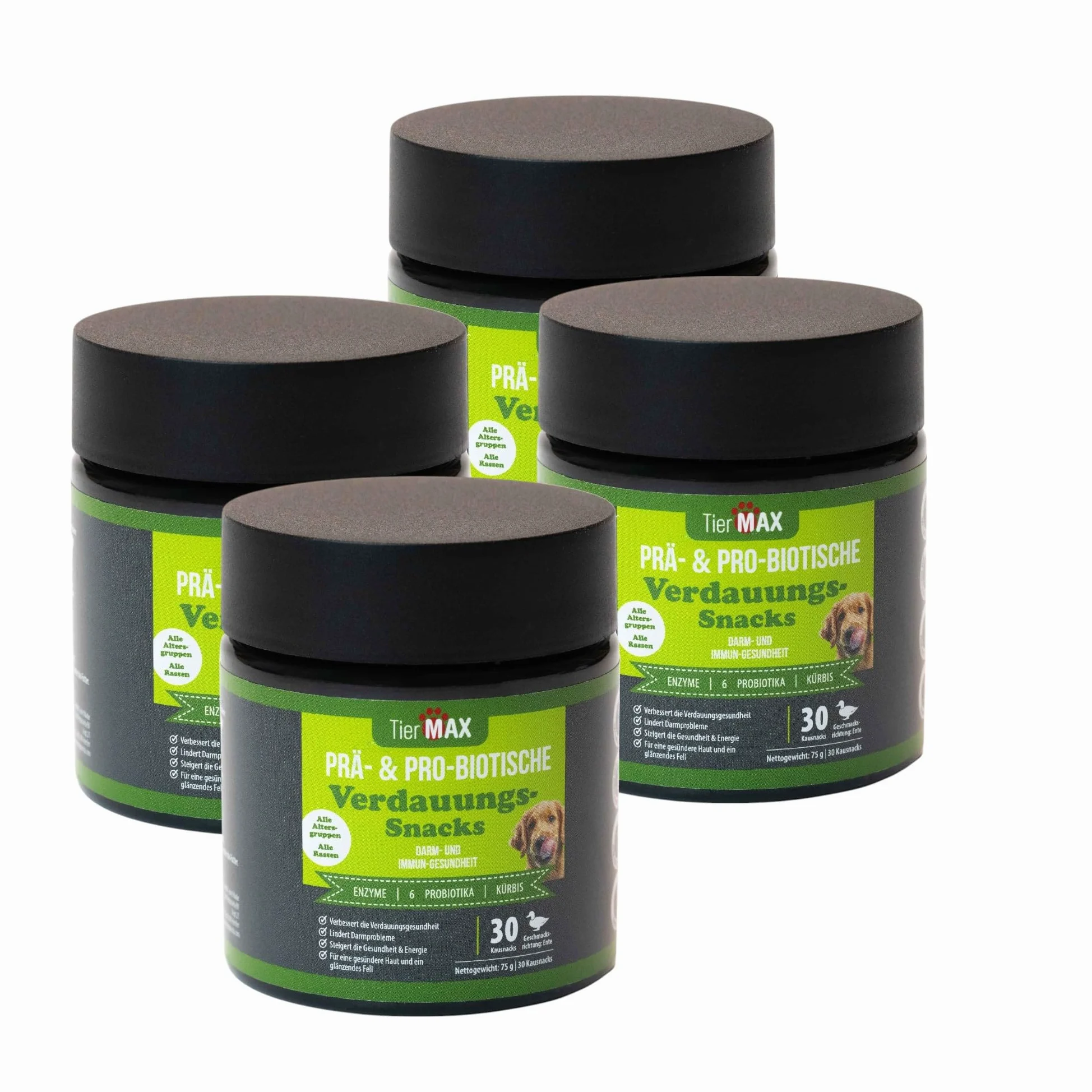 Friandises digestives pré & probiotiques pour chiens - (2 x 30 friandises douces pour chiens) - digestion et flore intestinale - Qualité supérieure et naturelle - Probiotiques pour chiens à