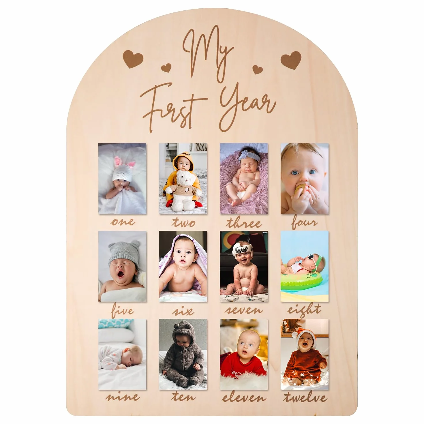 PEUTIER Tableau en Bois Cadre Photo Nouveau-Né 12 Mois Bébé Décorations Chambre