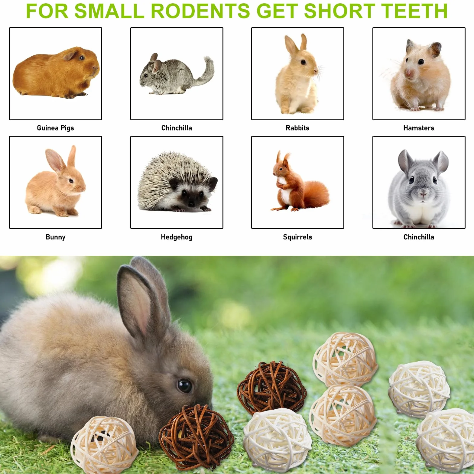 Lot de 24 balles à mâcher en osier naturelles 4 cm pour petits animaux - Jouet dentaire en bois pour lapins chinchillas hamsters