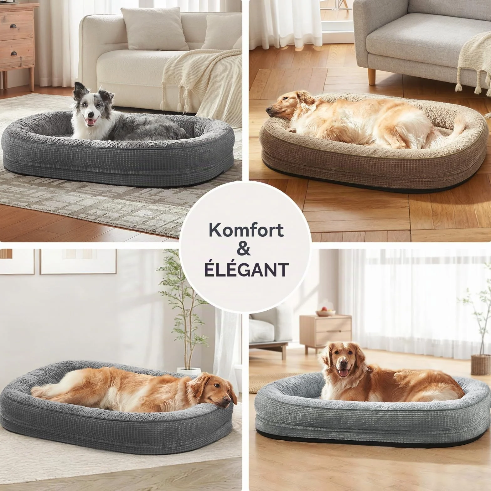 Lit pour Chien Orthopedique et Dehoussable, Coussin Memoire de Forme Canapé Chiens Imperméable, 89x63x18 cm