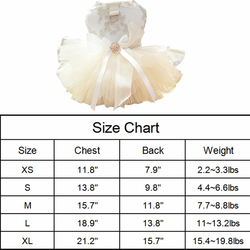 Robe chien fille champagne luxe mariée tutu princesse multicouche brodée fleurs chat taille M