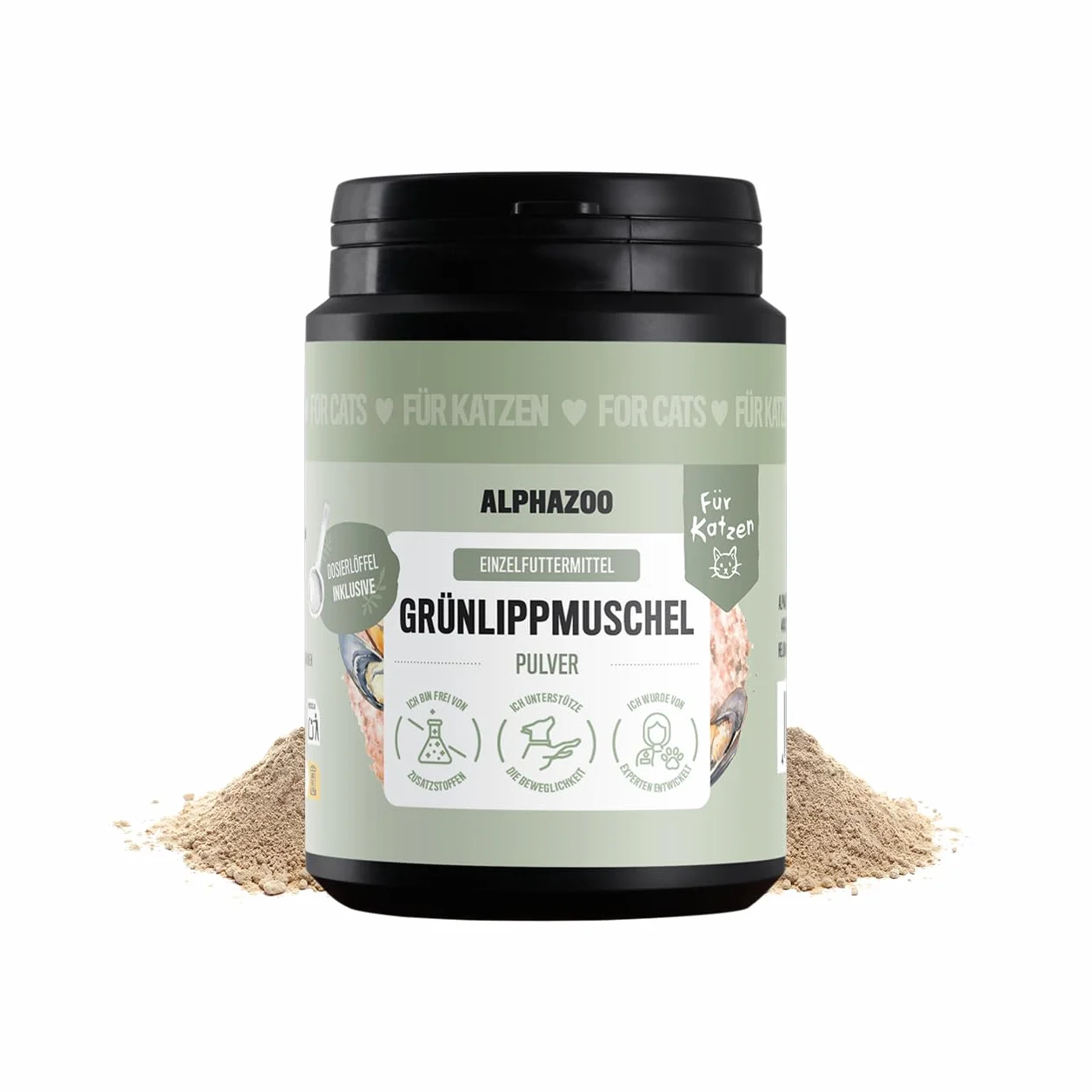 Alphazoo Moule à lèvres vertes pour chat 100 g Poudre articulaire naturelle Nouvelle-Zélande