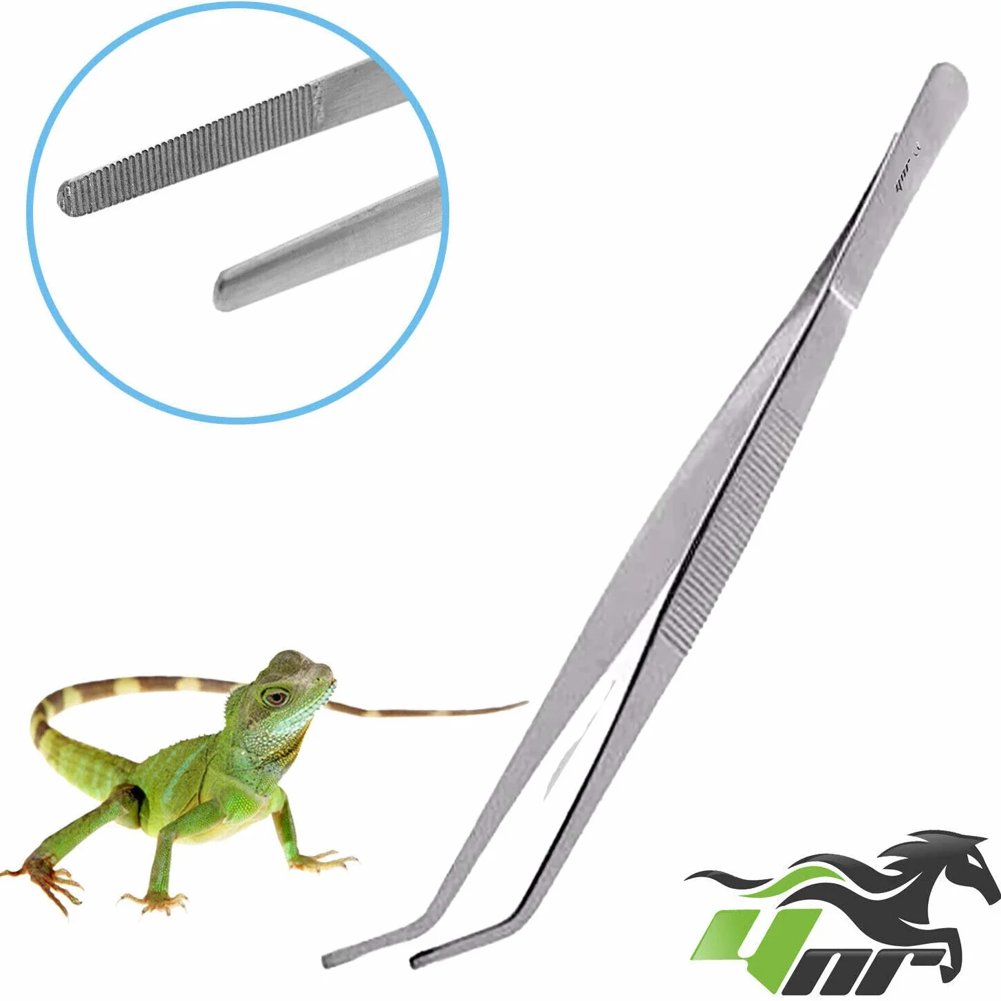 YNR Pince d'alimentation pour reptiles en acier inoxydable incurvé 61 cm