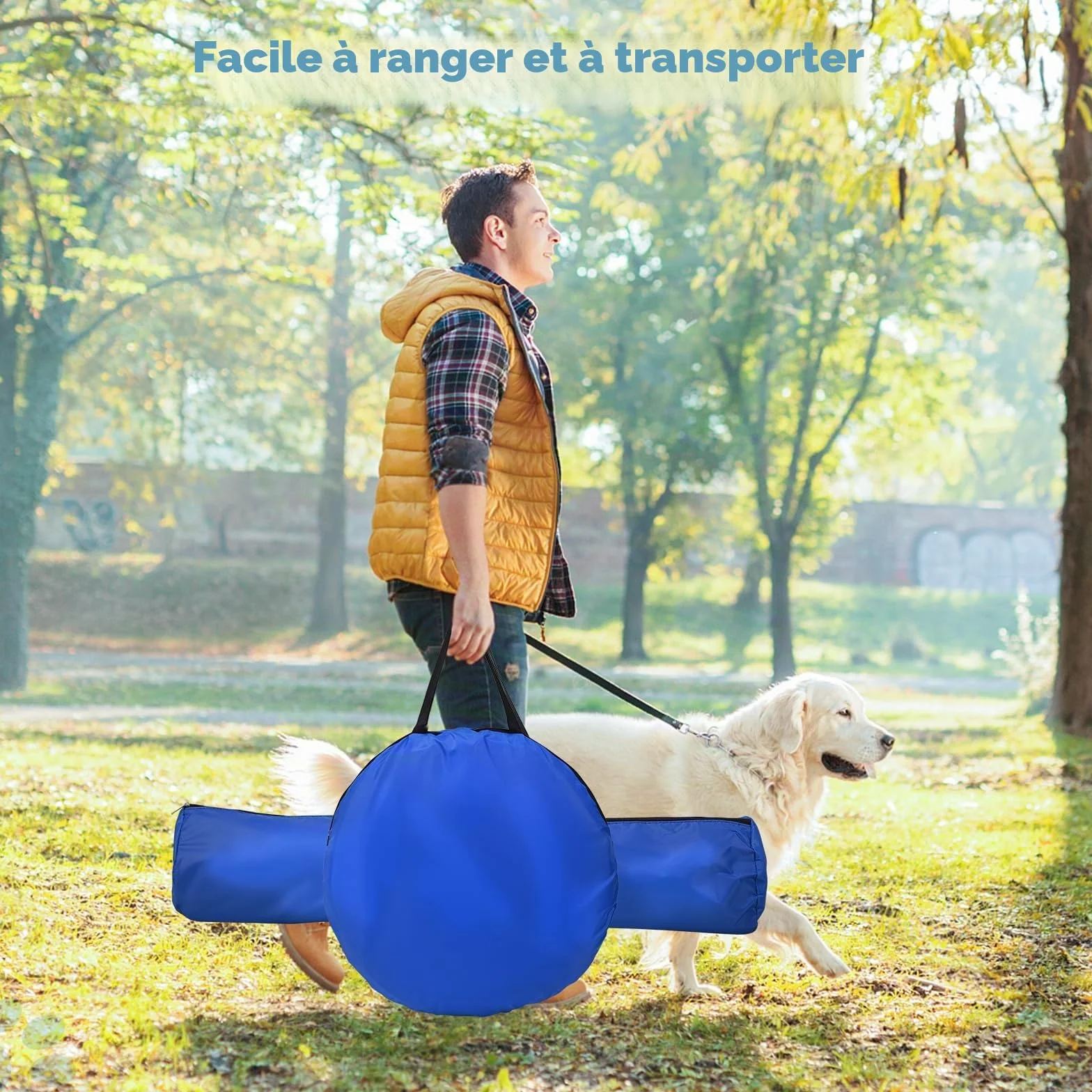 Agility Kit pour Chien avec Tunnel 170 cm, 8 Barres de Slalom, Hauteur réglable