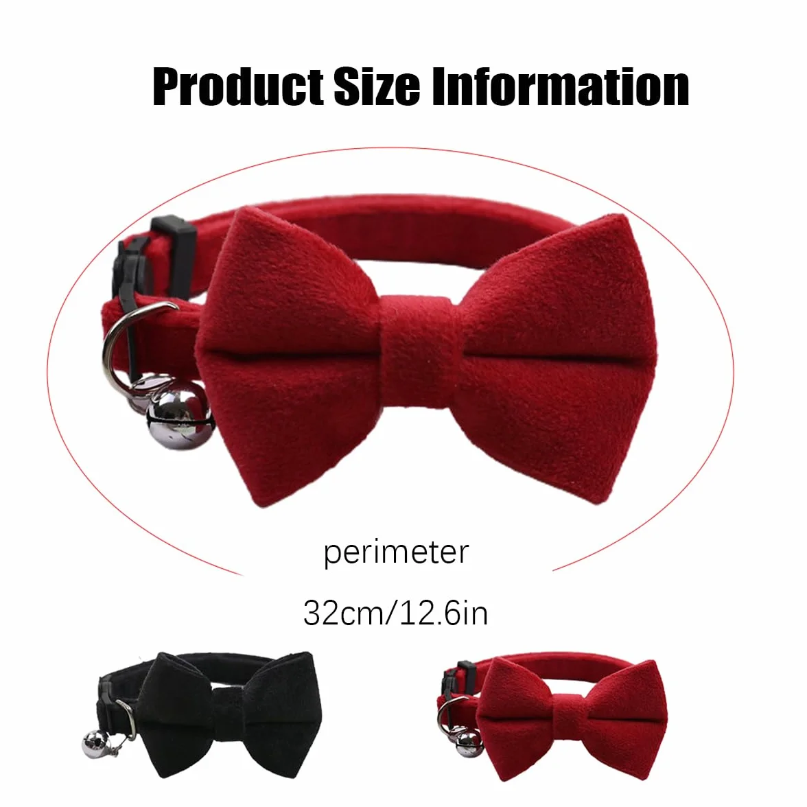 Colliers en Velours pour Chat avec Clochette et Nœud Papillon, LEEQ 2 Pièces Réglables pour Chat Chaton Petit Chiot