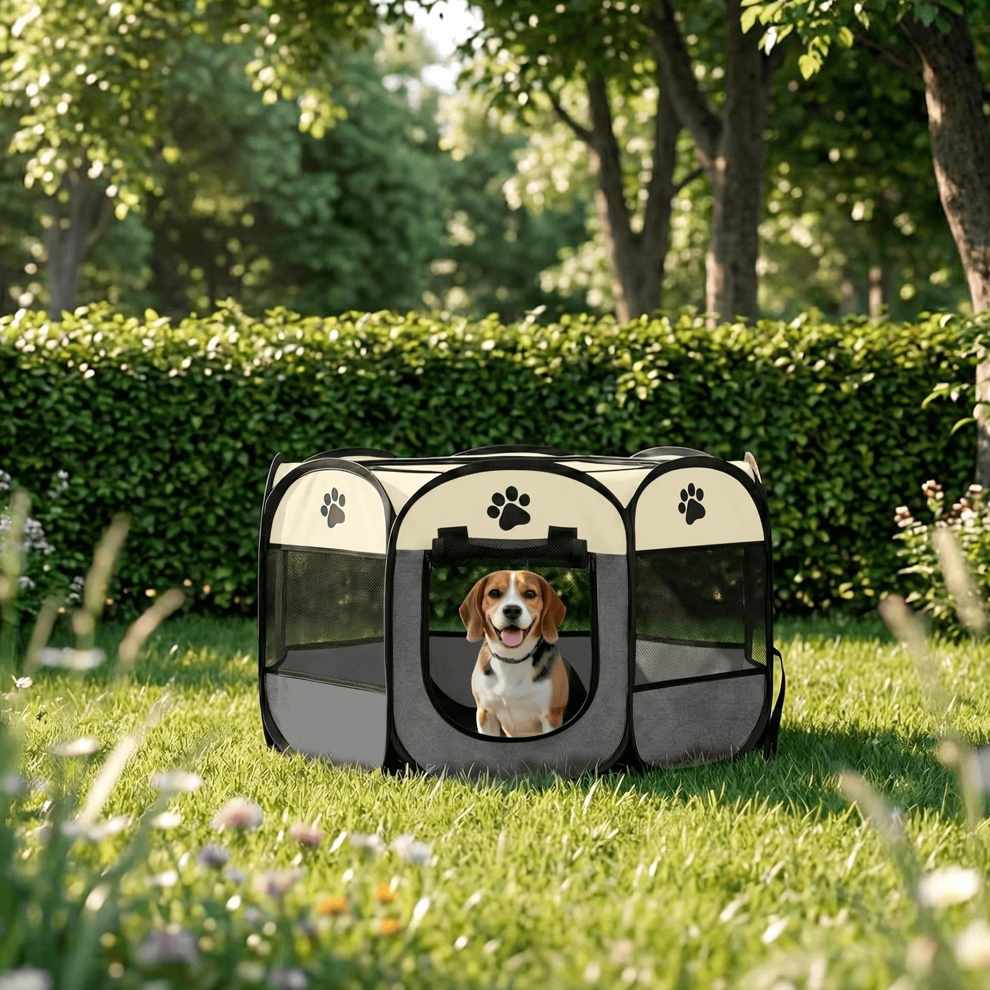 Parc pour Chiens Pliable JUPPLIES – Enclos Portable en Tissu Oxford Imperméable pour Grands Animaux 86x86x58cm
