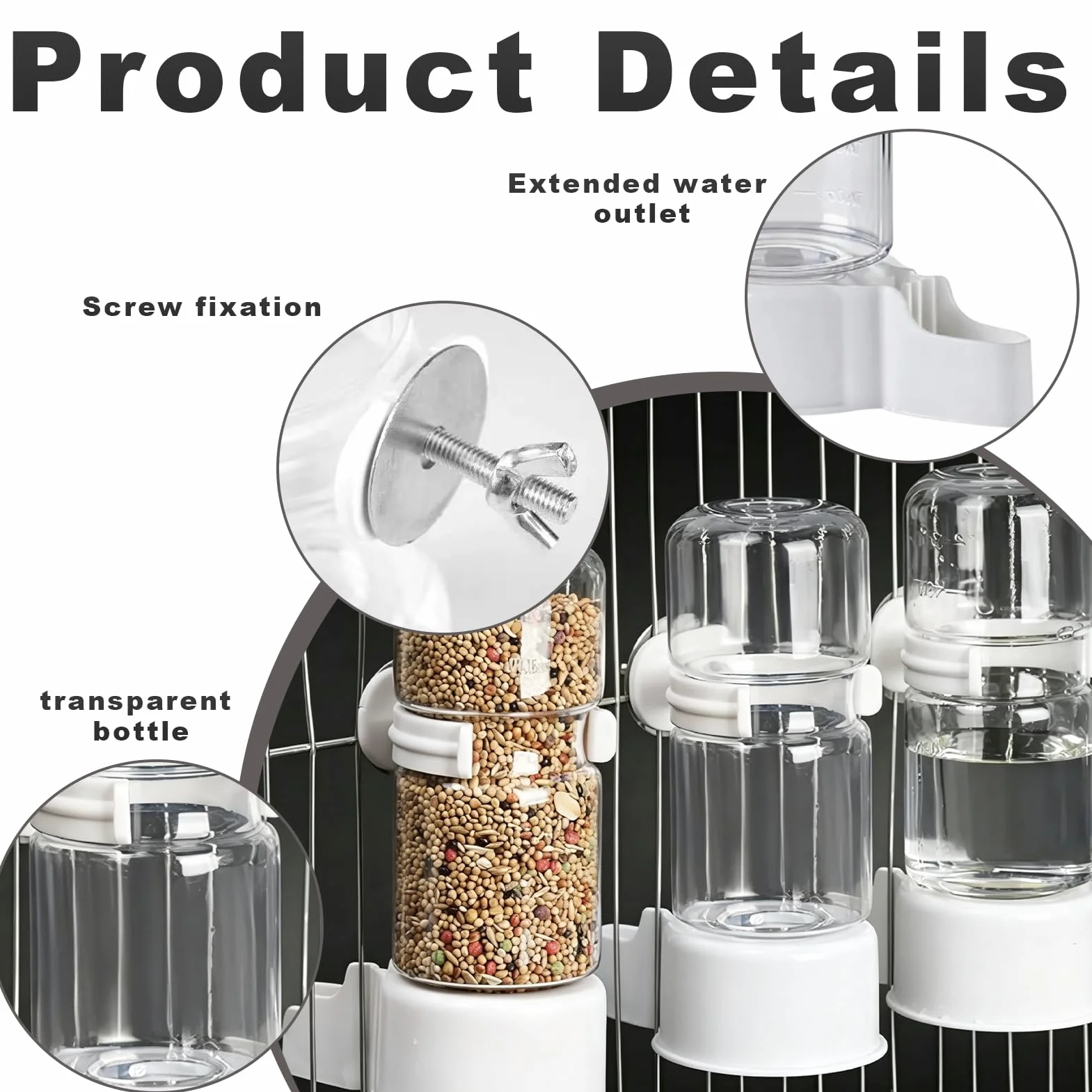 Distributeur Automatique d'Eau pour Oiseaux 2 Pièces Abreuvoir pour Cage Canaris Perroquets