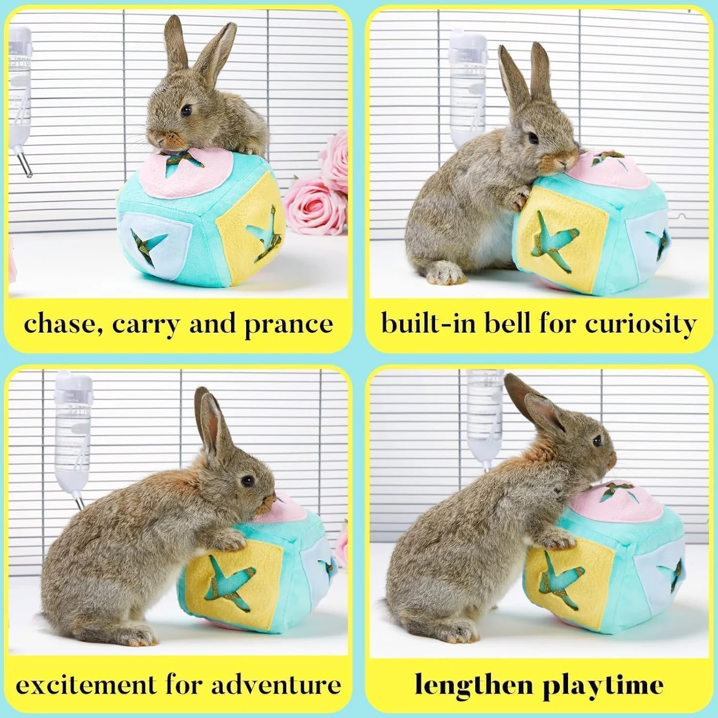 Jouet Fraîcheur Lapin Jeu Nourriture Puzzle Doux Lavable Anti-Ennui Distributeur Friandises Nasales Enrichissement Lapins Intérieur Bleu
