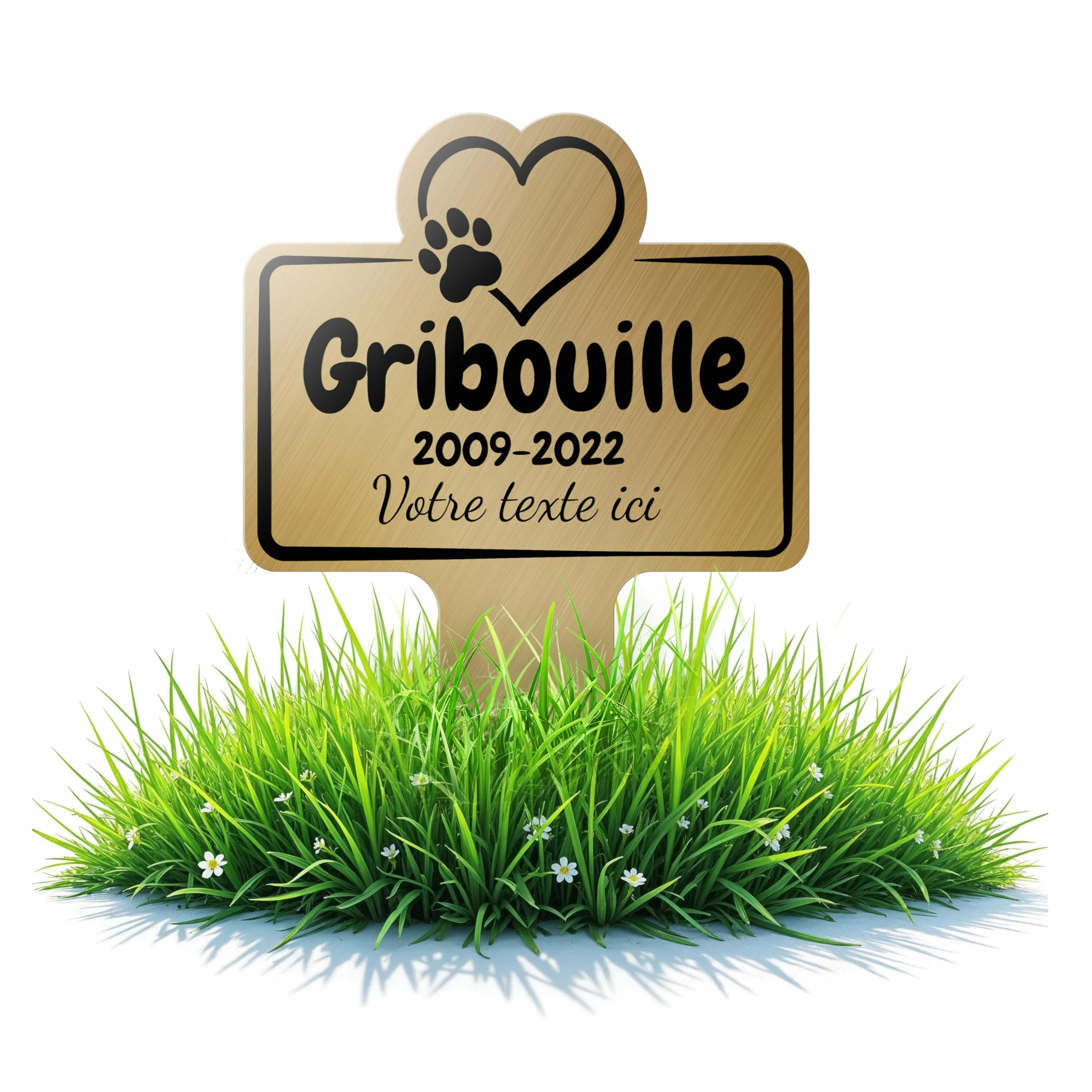 Plaque Funéraire Animaux Stèle Commémorative Personnalisable PVC Modèle 1 Blanc Texte Noir
