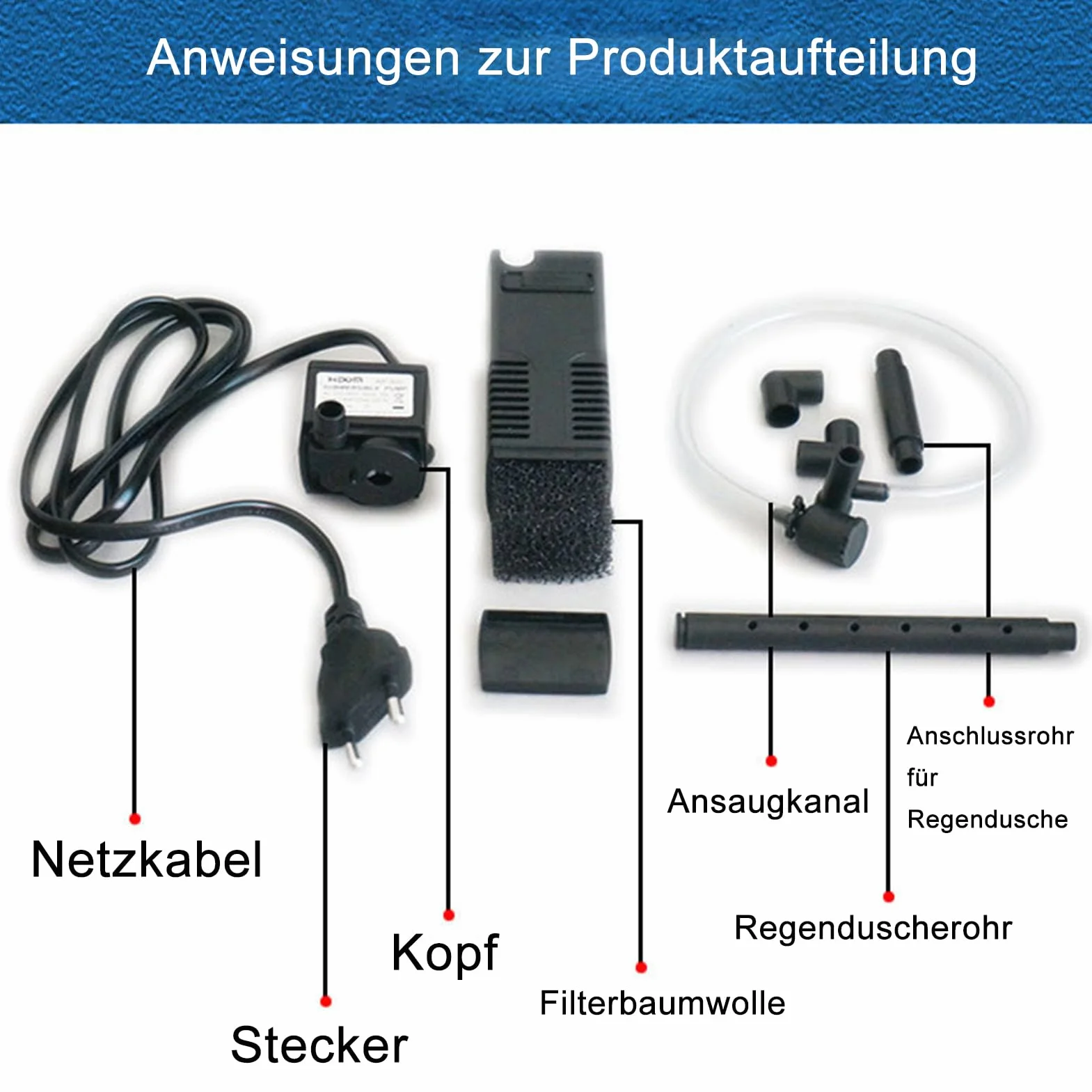 GERUI Filtre d'aquarium Pompe 4W 300L/h Circulation d'eau réglable pour Aquarium 60L