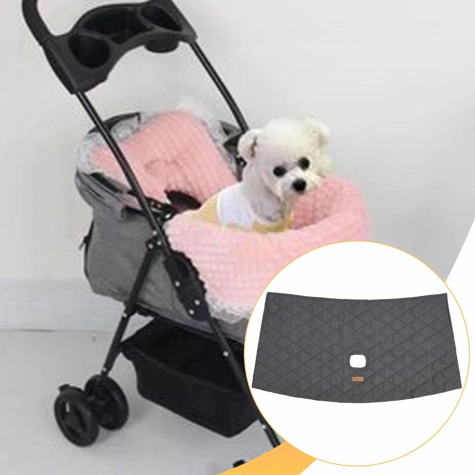 Housse Bordure Poussette Animaux Accessoire Pare-Chocs Lavable Installation Rapide Protection Contre L'Humidité Adapté Aux Sorties Plein Air Animaux F, Gris