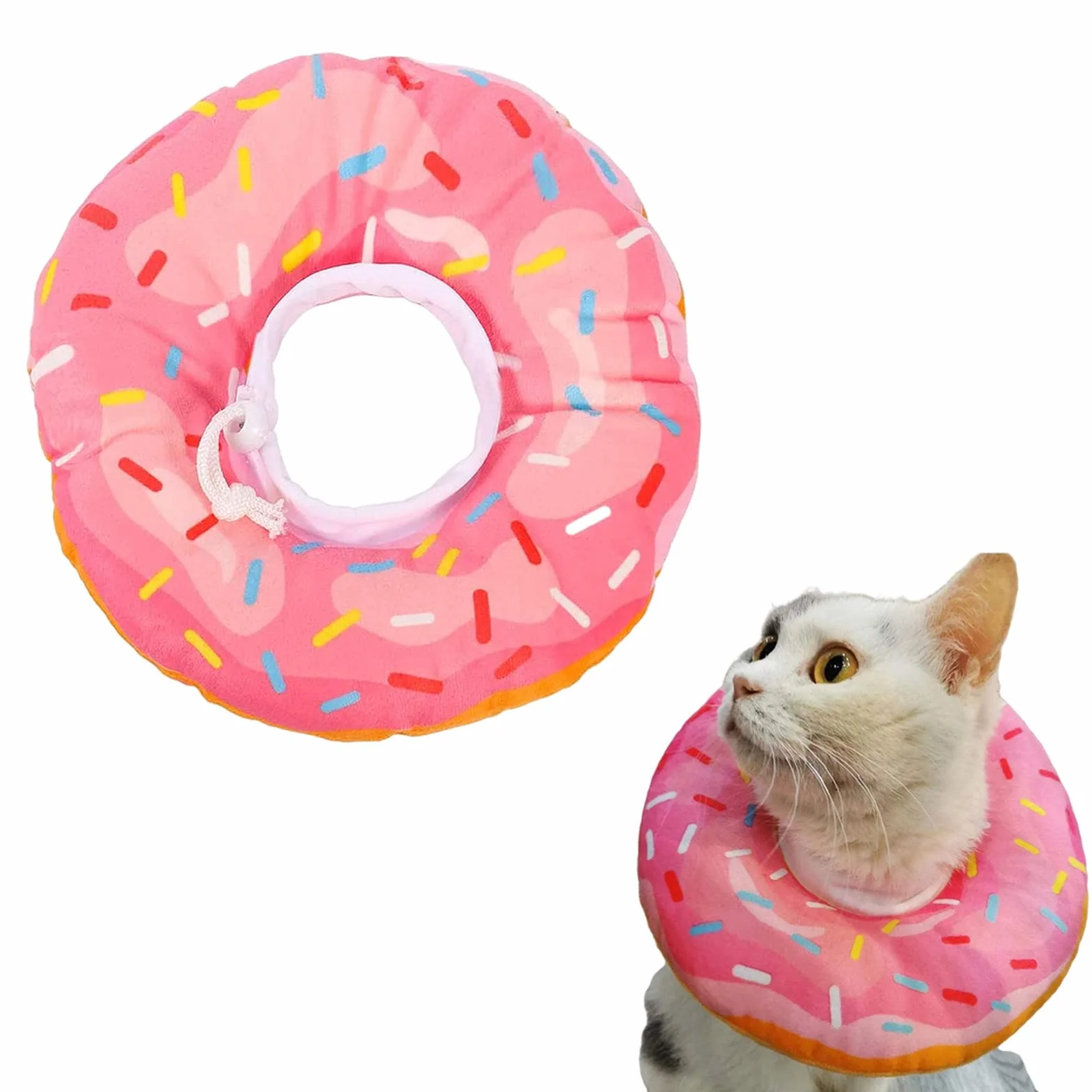 Collier de Récupération pour Chat, Collerette de Protection Souple Anti-Morsure, Cône Anti Léchage Après Chirurgie Rose (M)