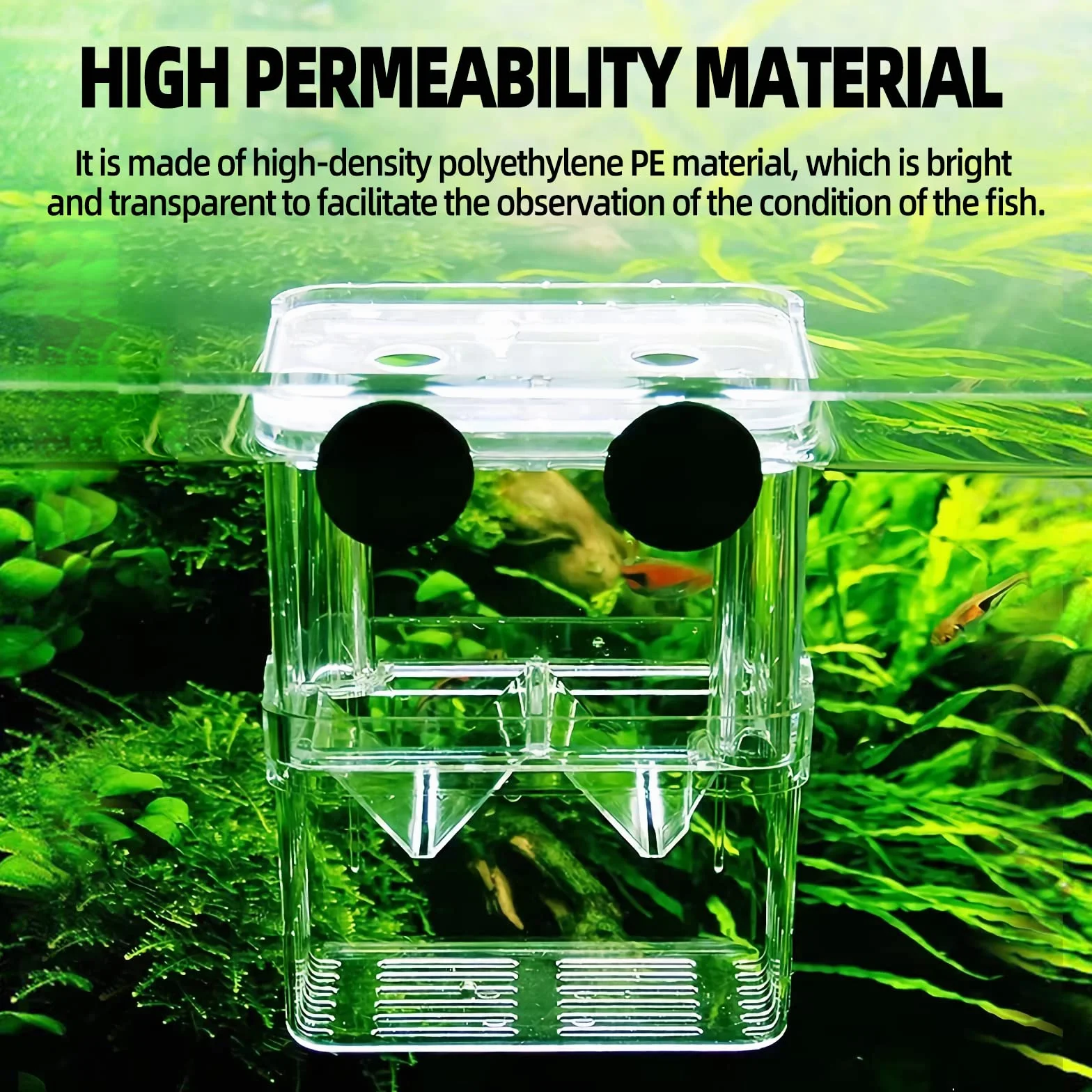 Boîte d'élevage pour Aquarium avec Compartiment Isolant, Accessoires pour Petits Poissons Taille S