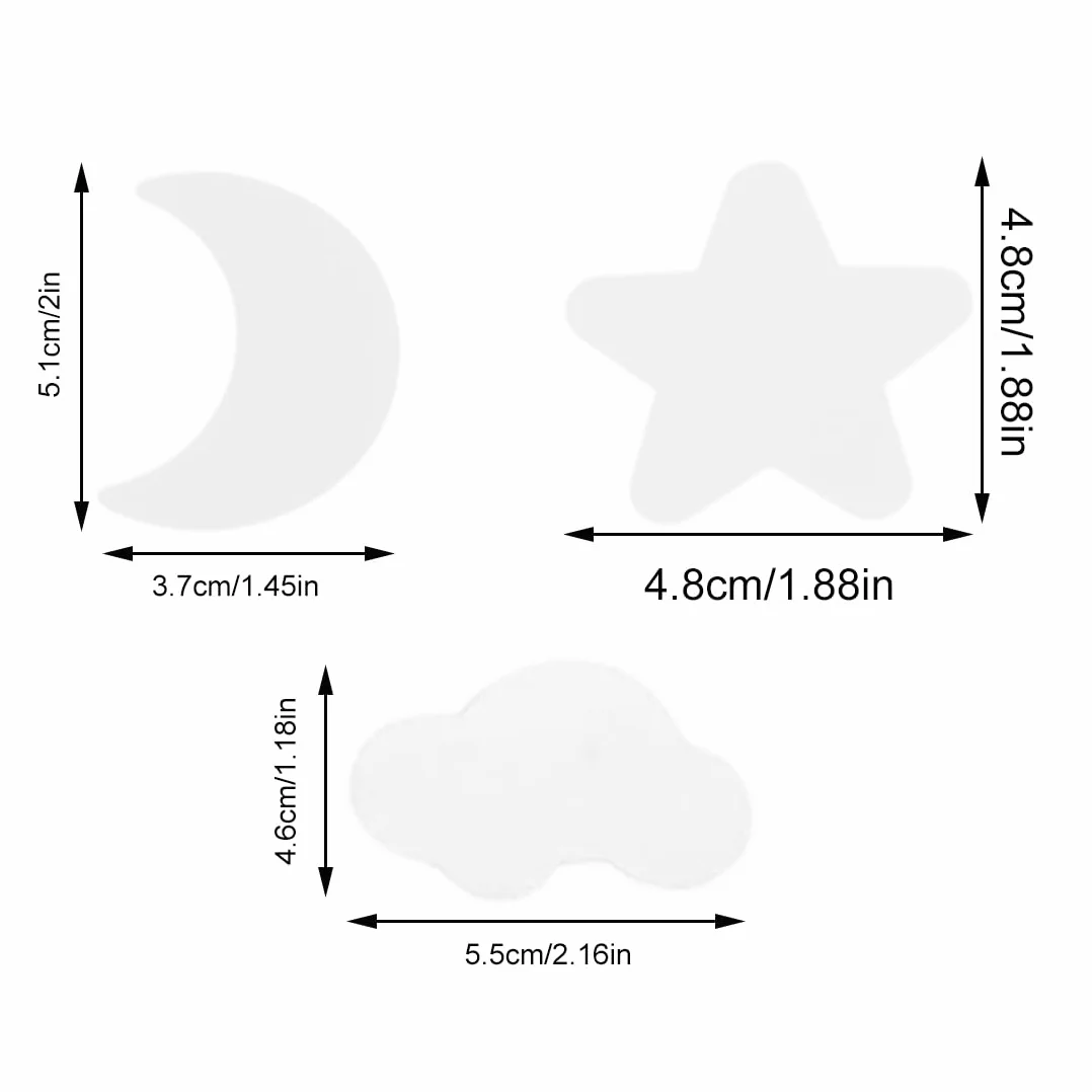 Boutons de meubles nuage étoiles lune 6 pièces blanc bleu