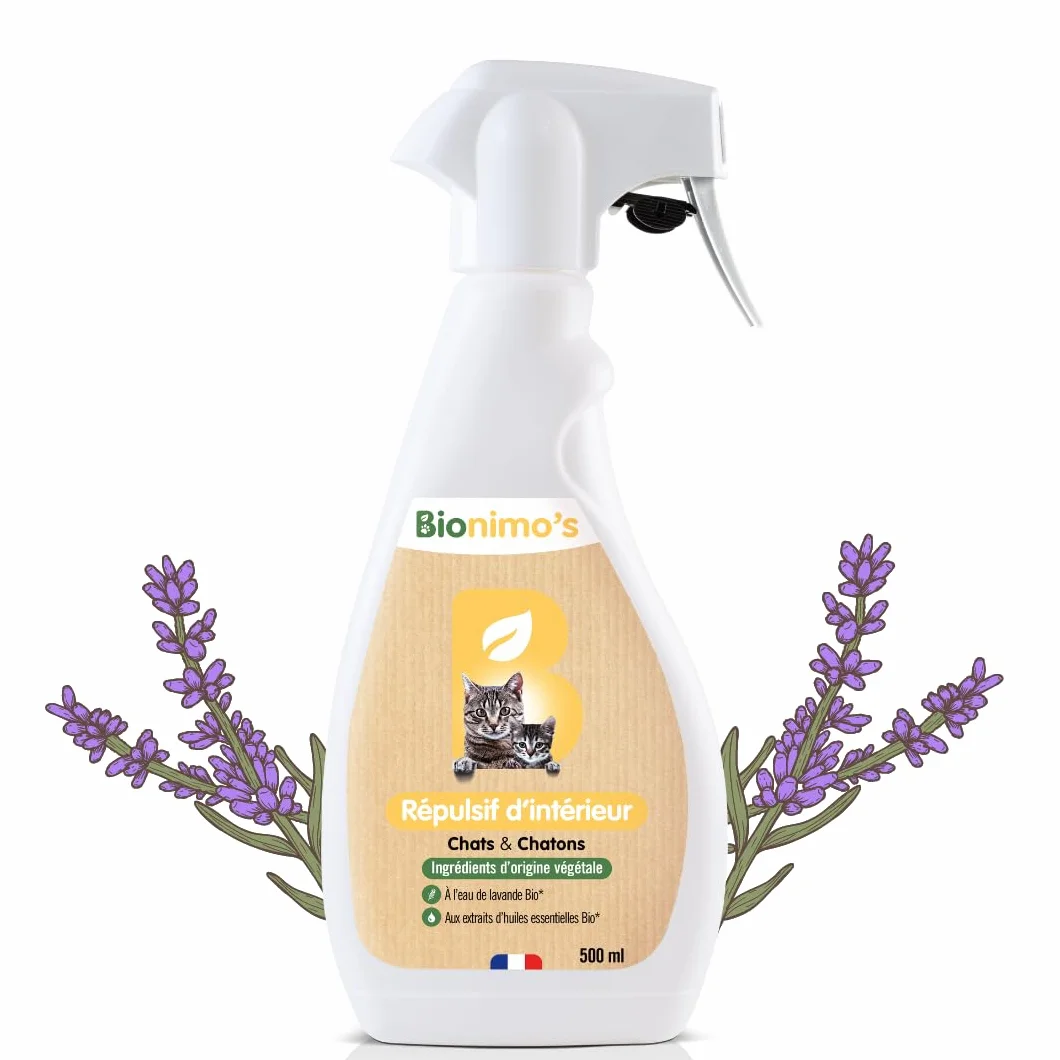 Spray Répulsif Intérieur Anti-Griffes Chats & Chatons, Naturel et Végétal, Eau de Lavande Bio, 100% Français