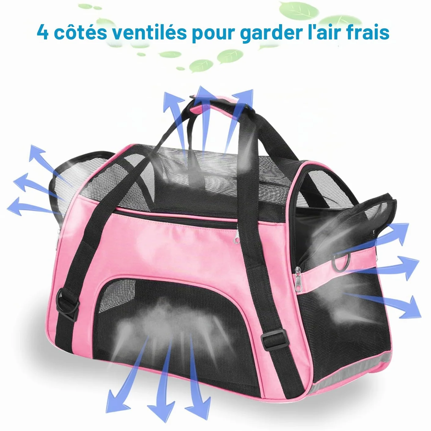 Transporteur Animaux Compagnie Chat Chien Côté Souple Pliable Rose 47x27x28 cm 5 kg