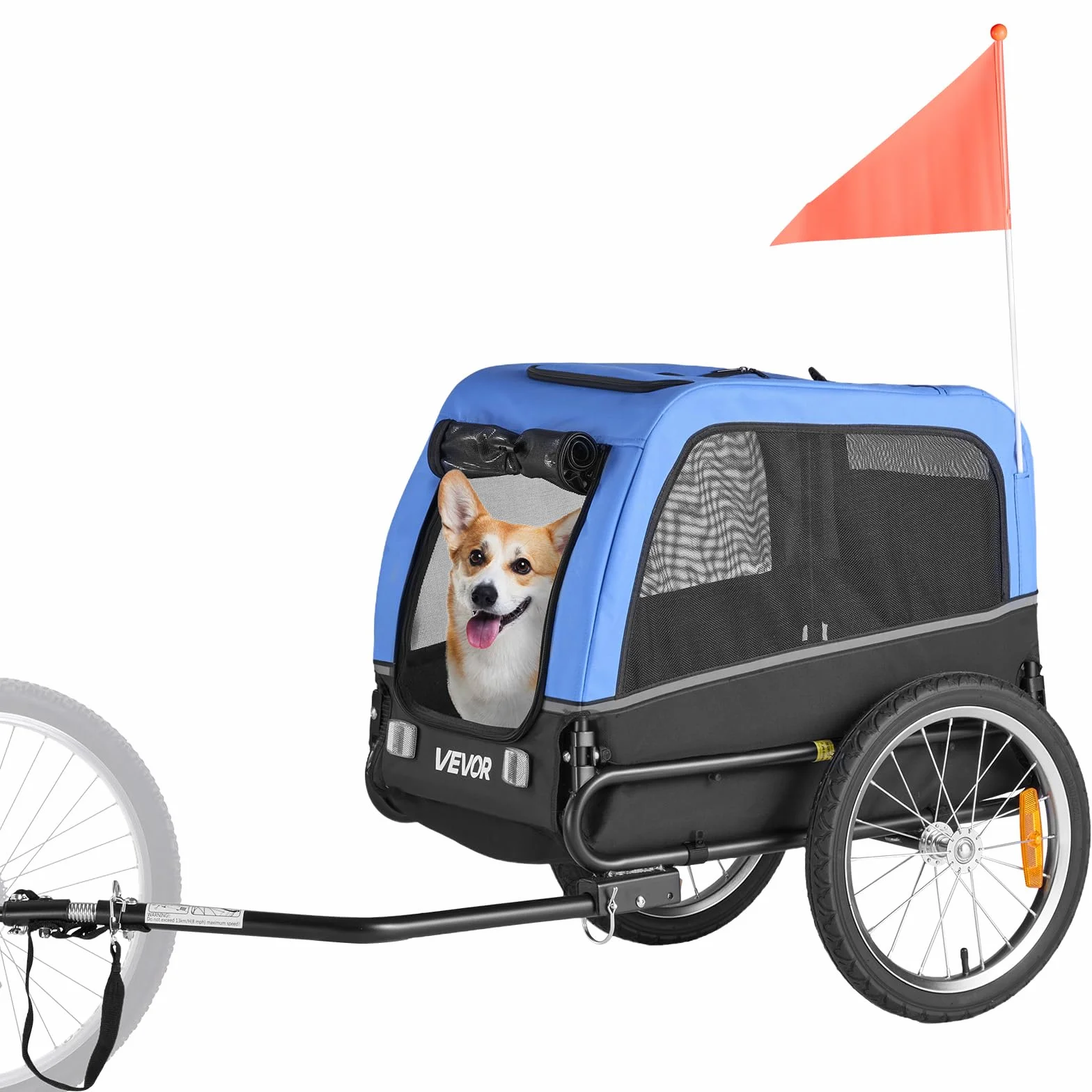 VEVOR Pliable Remorque de Vélo Chien 30 kg Porte Animaux de Compagnie avec Roues à Dégagement Rapide