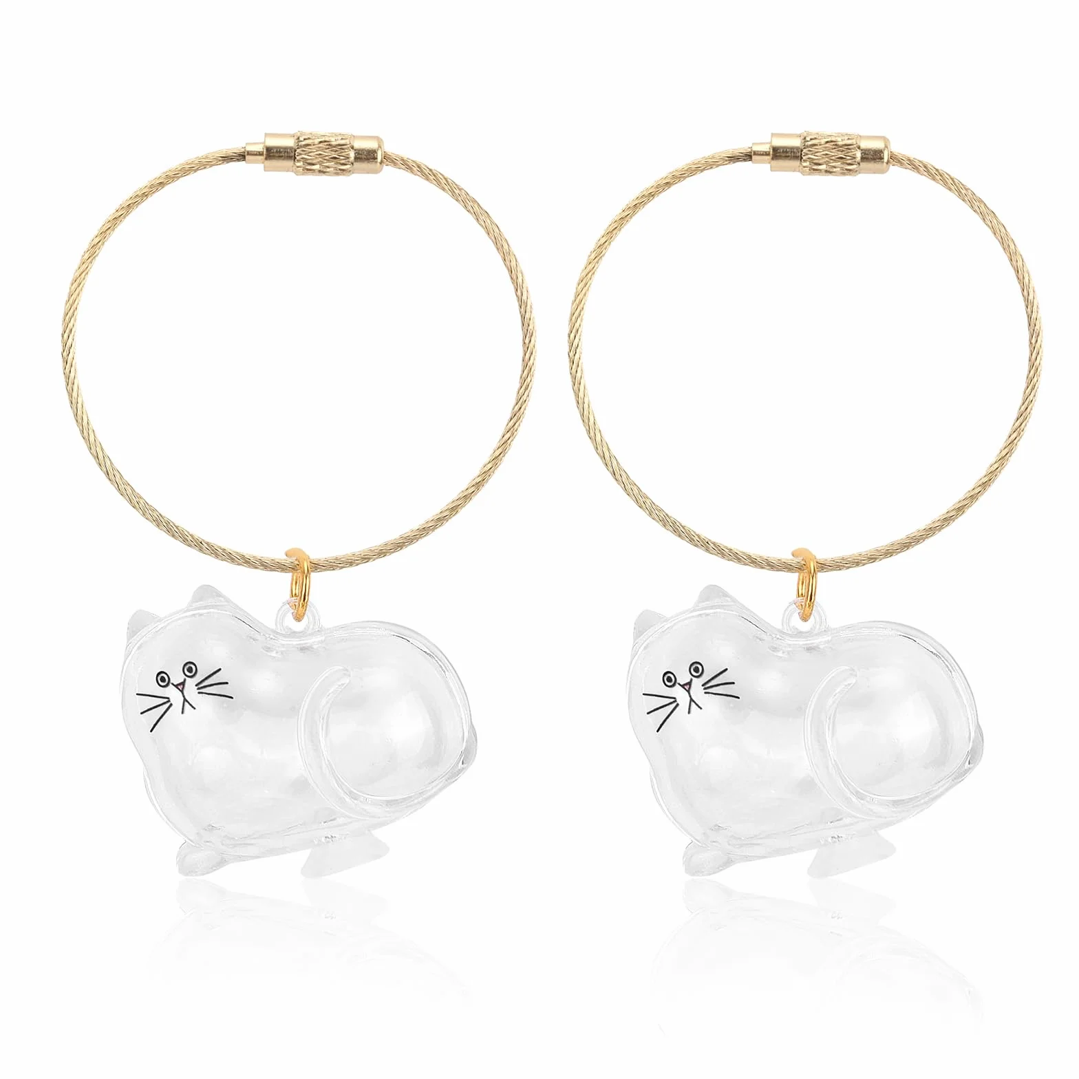 BOXOB Porte-Clés Collecteur de Poils de Chat, Bouteille Rangement Transparente avec Pendentif Doré