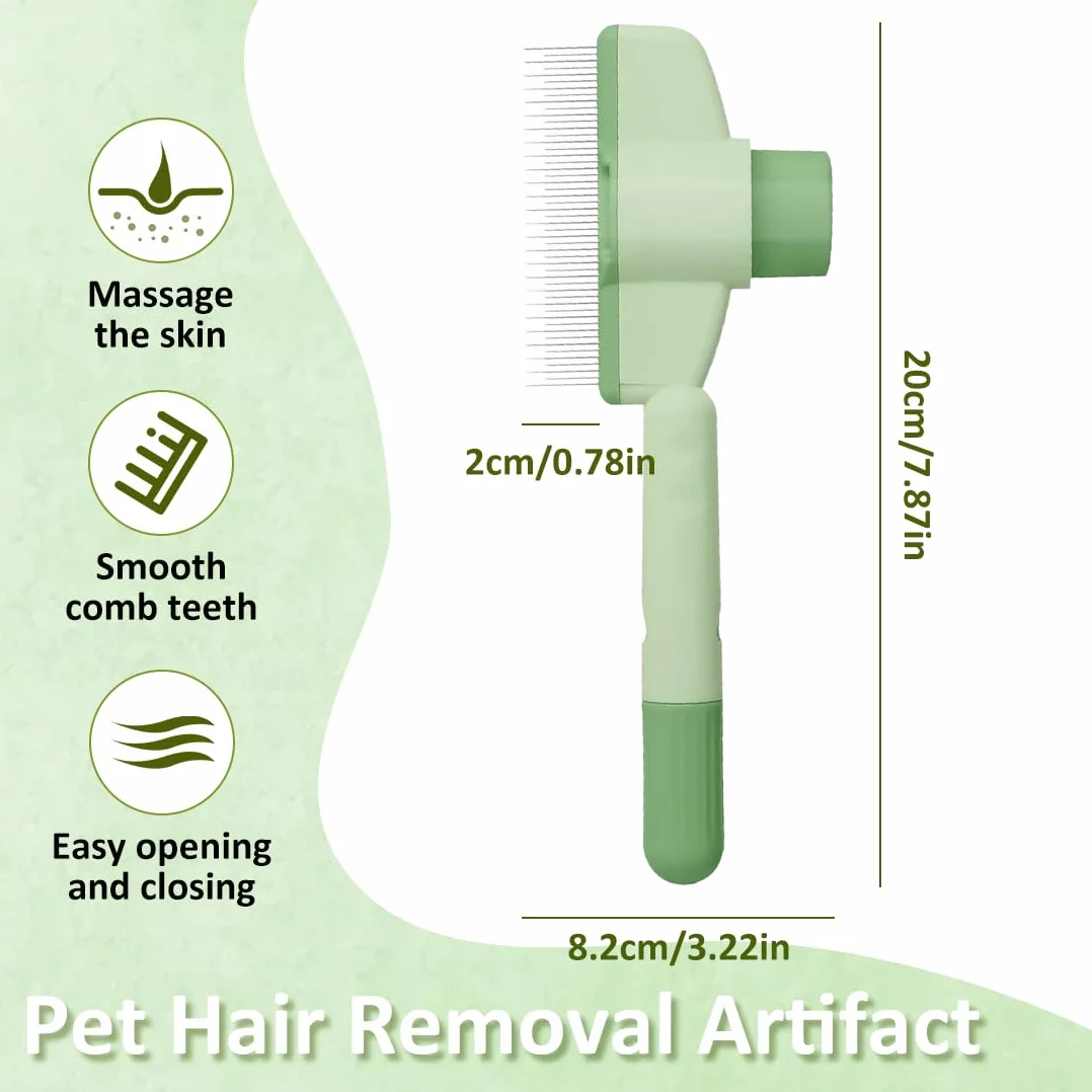 Peigne d'Épilation Chat Poil Long Anti-Puces Brosse Toilettage avec Bouton Déverrouillage