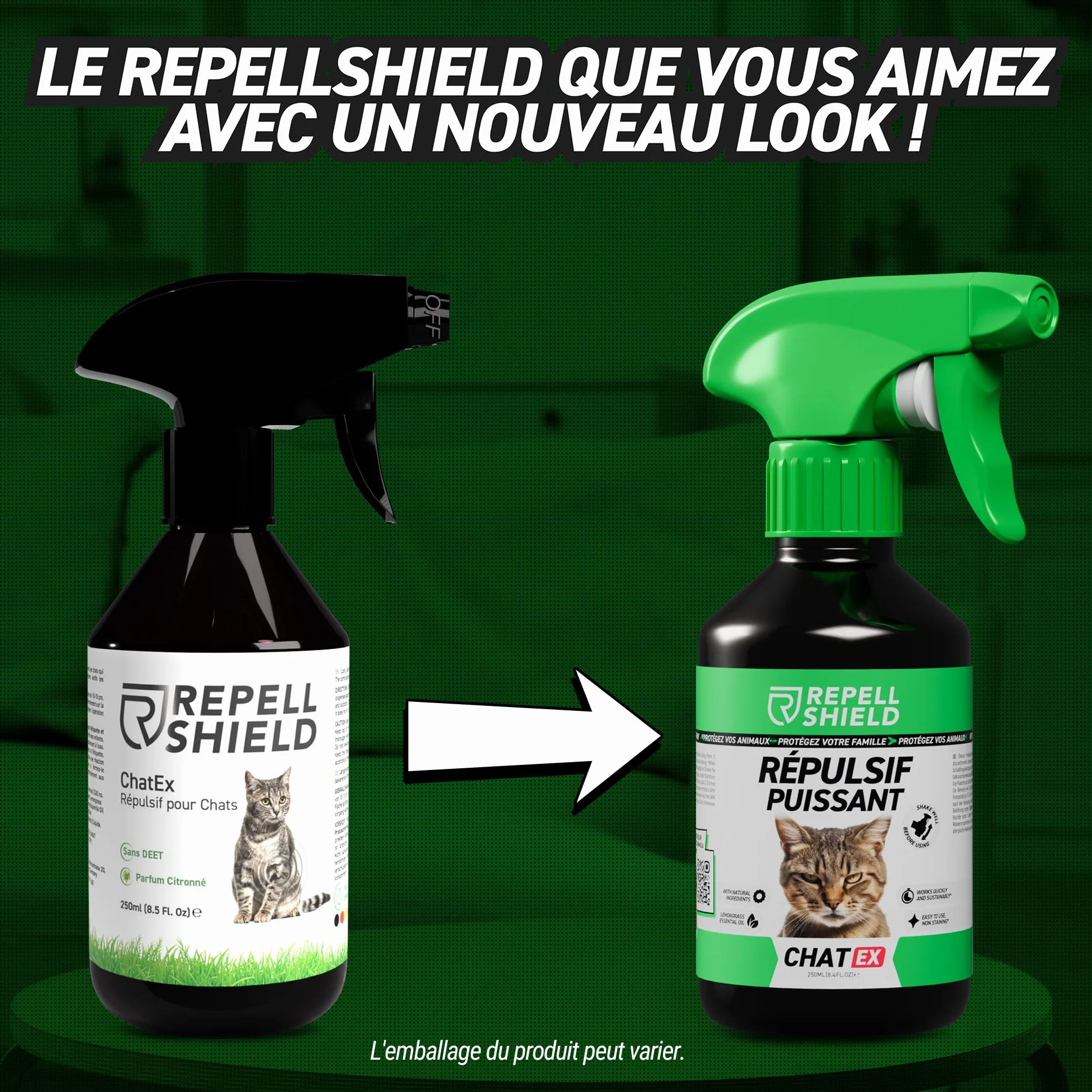 RepellShield® Répulsif Chat Extérieur Intérieur 250ml Non Tachant Naturel Anti Griffe Anti Marquage Urinaire Protection Longue Durée Textile Canapé Jardin