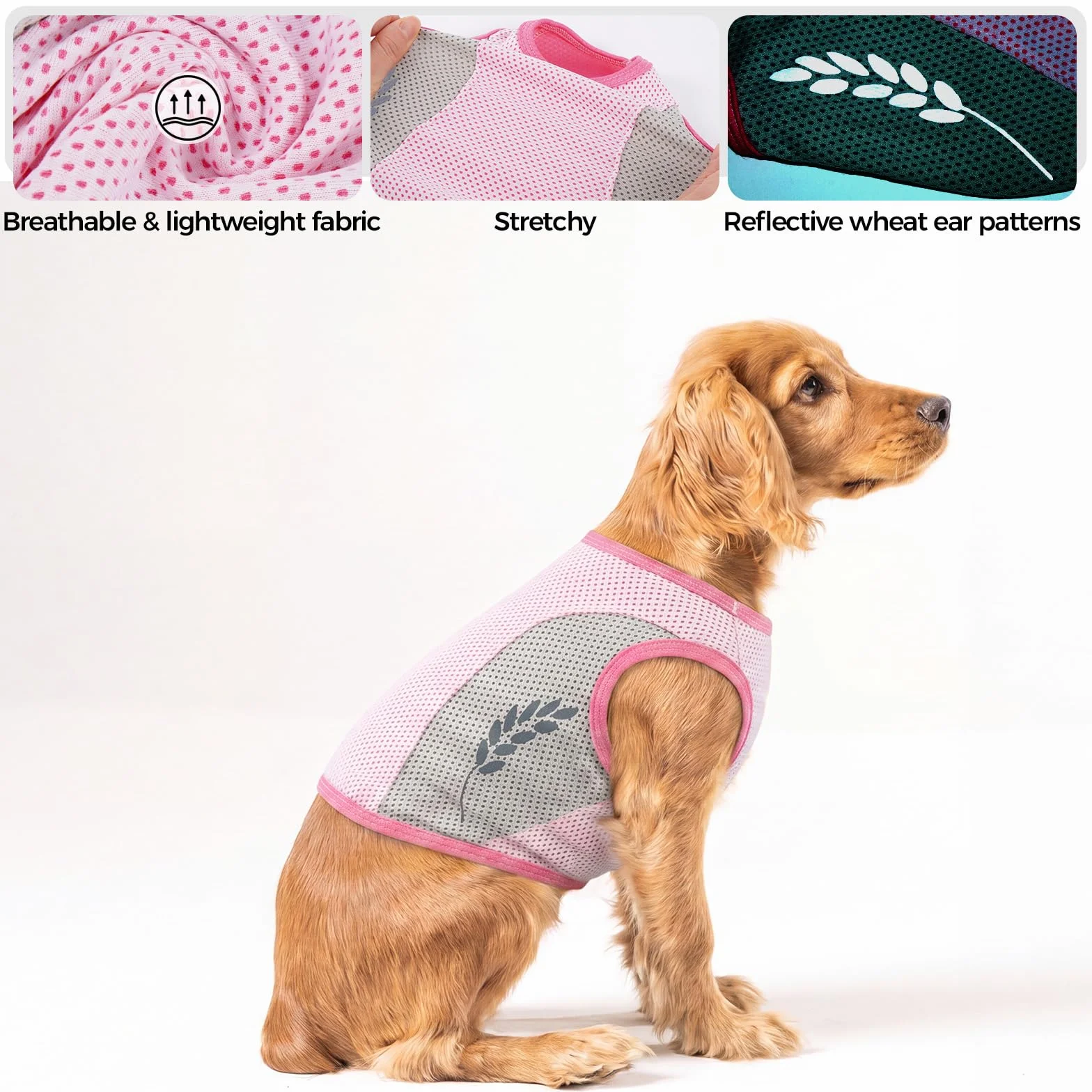 T-Shirt Rafraîchissant Chien Manteau Fraicheur Chien Gilet Fraicheur Dog Cooling Jacket Rose 9XL