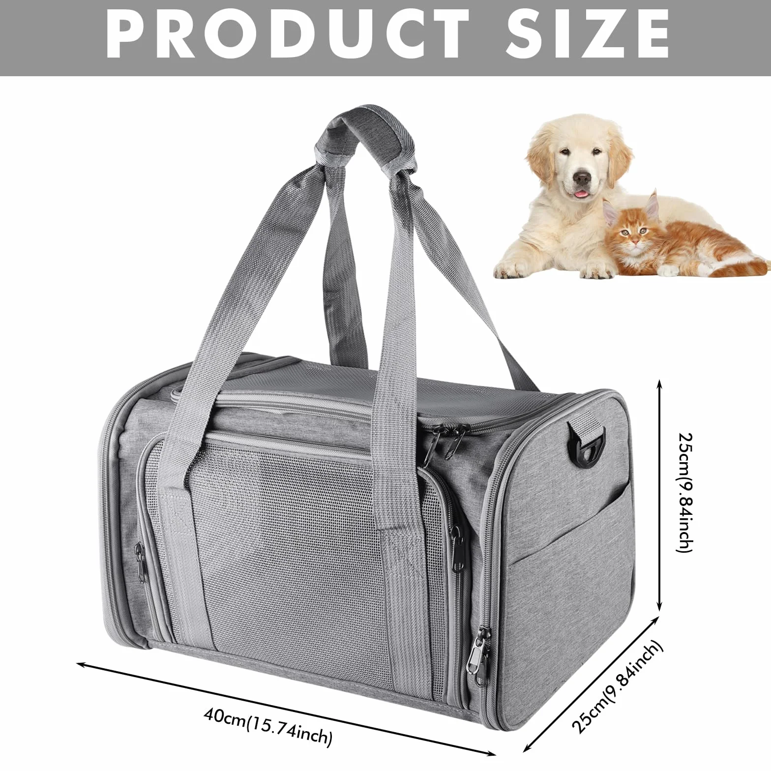 Sac de transport pour chat WANDGU pliable et respirant jusqu'à 7 kg avec laisse et bandoulière