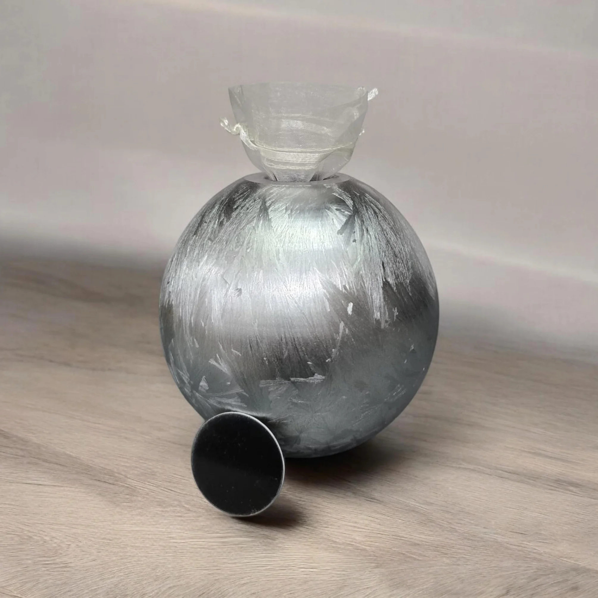 Urne funéraire en Verre 500 ML pour Cendres de Chien Chat Argent givré