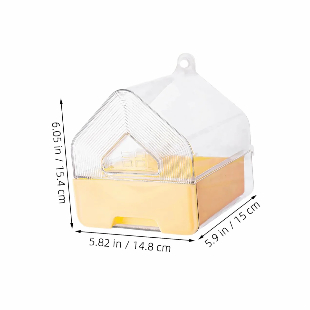 Sosoport Bain de Cage à Oiseaux avec Tiroir, Design Suspendu, 2 Pièces | Plastique, Rose et Jaune, pour Perruches et Calopsittes, Usage en Cage, Format Compact