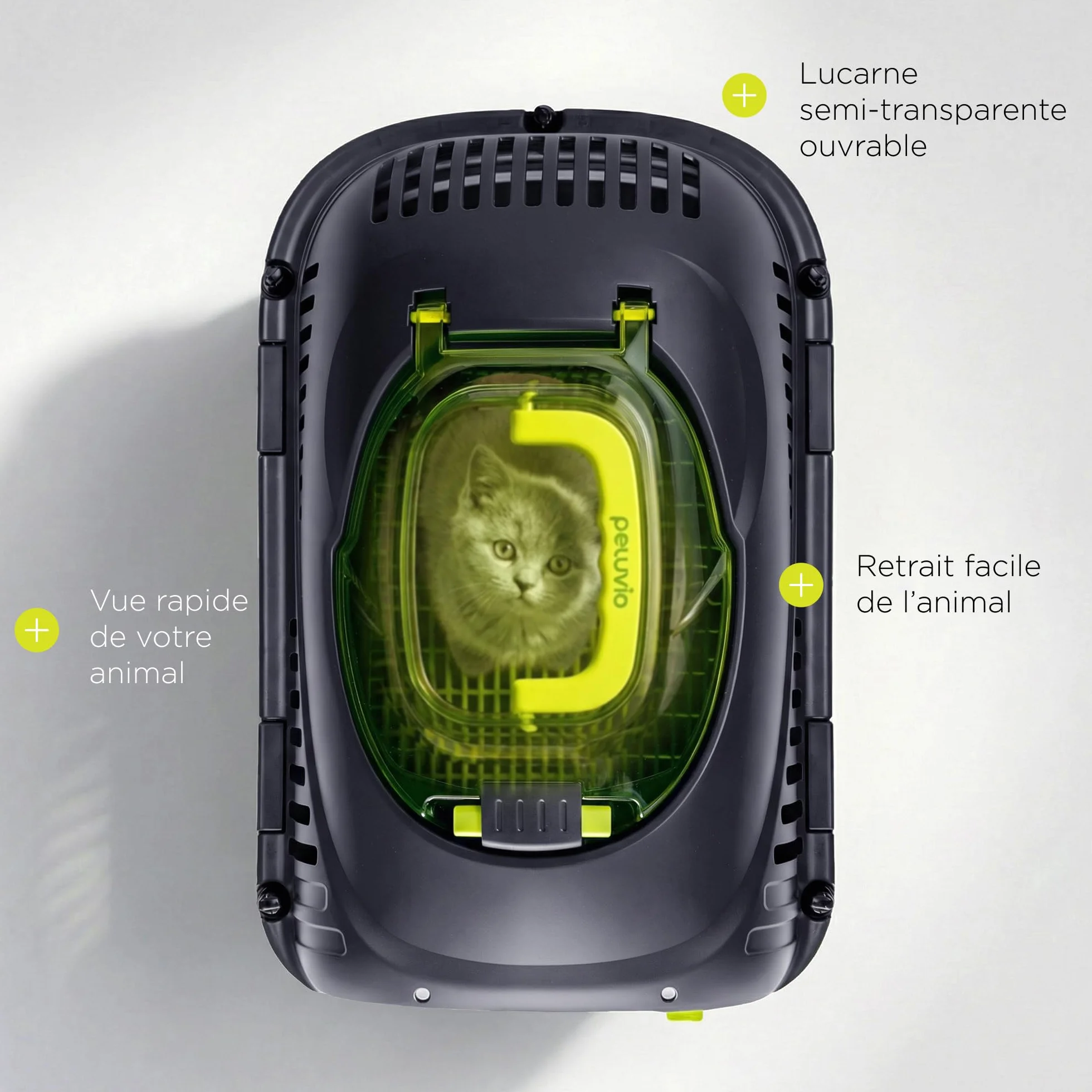 Safy Boîte de Transport Rigide pour Chat avec Porte en Métal, Double Sécurité et Ventilation