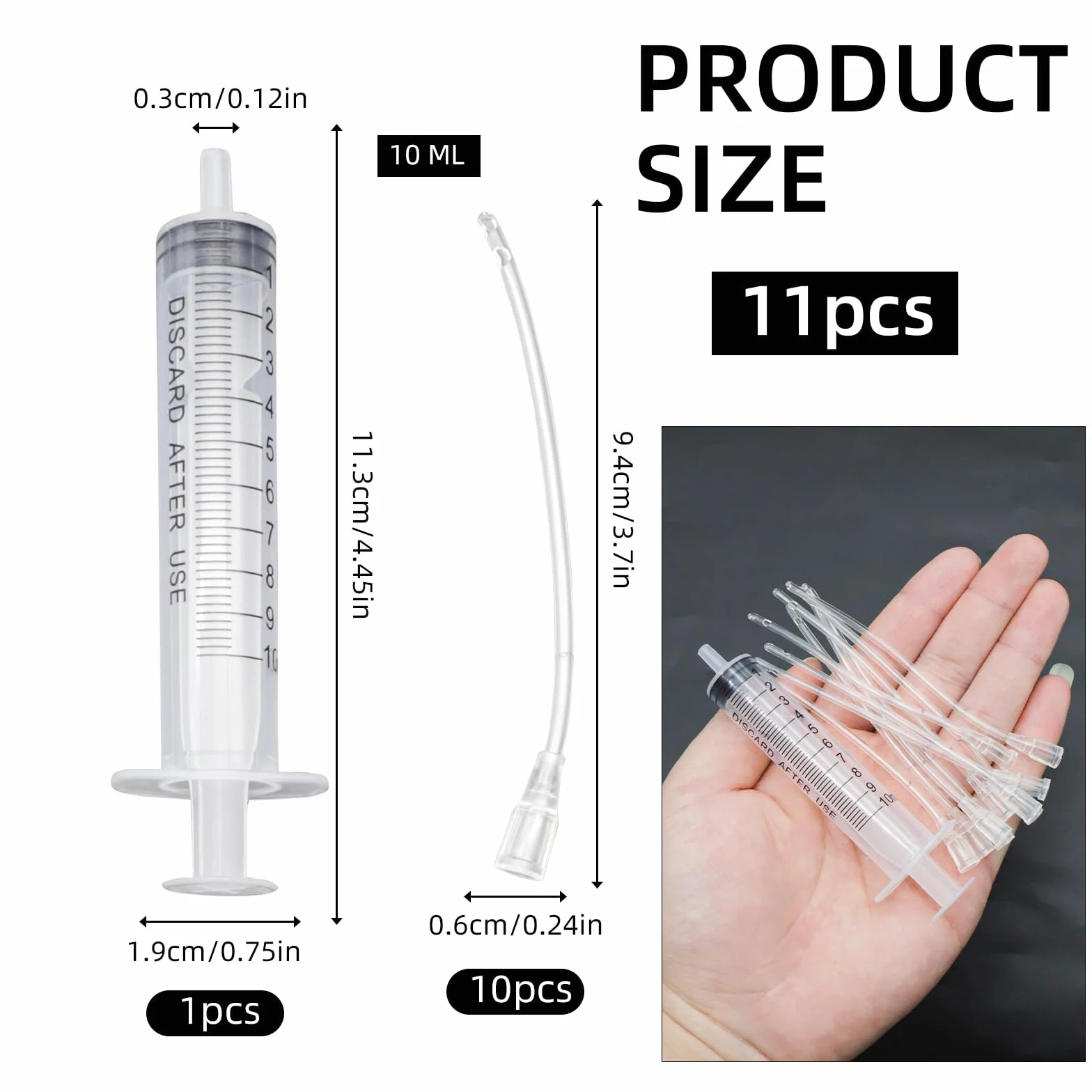 Seringue plastique avec tuyau 10 ml kit d'alimentation pour jeunes oiseaux pigeons perroquets