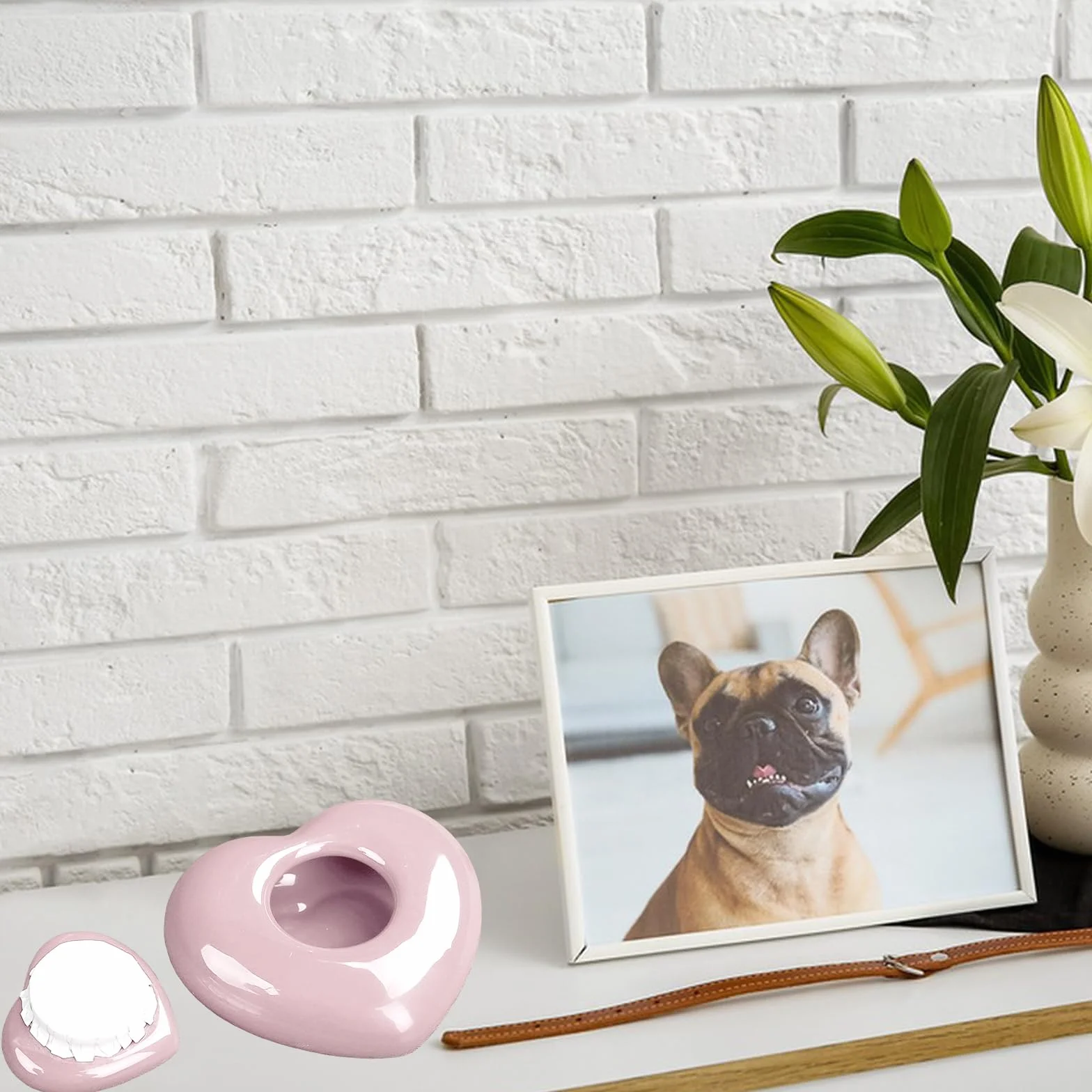 Urne funéraire pour Animaux de Compagnie en Forme de Coeur, Céramique, Rose