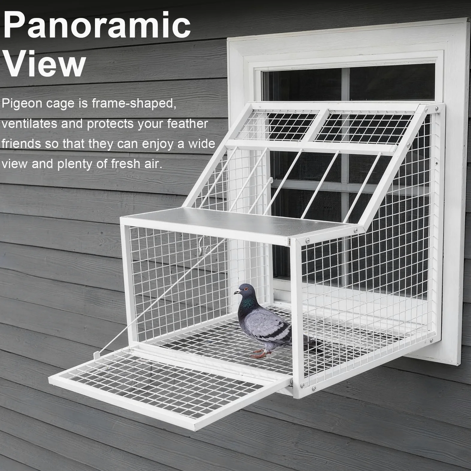 Cage à Pigeons Pliable en MéTal avec 4 EntréEs Et Trappe Amovible pour Pigeons Perroquets Perruches Et Autres Oiseaux De Jardin Balcon Cour 54x47x50 Cm