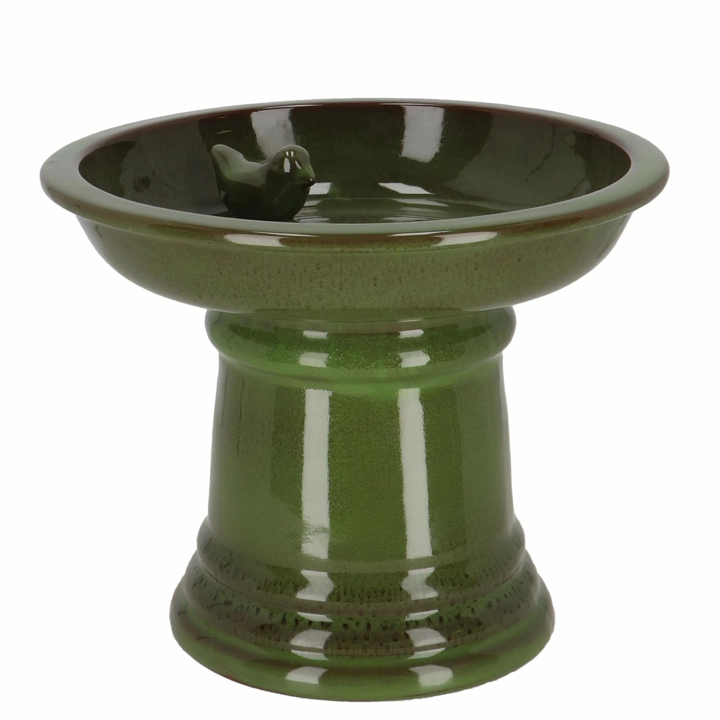 Petit Bain d'oiseau en céramique sur Pied Vert