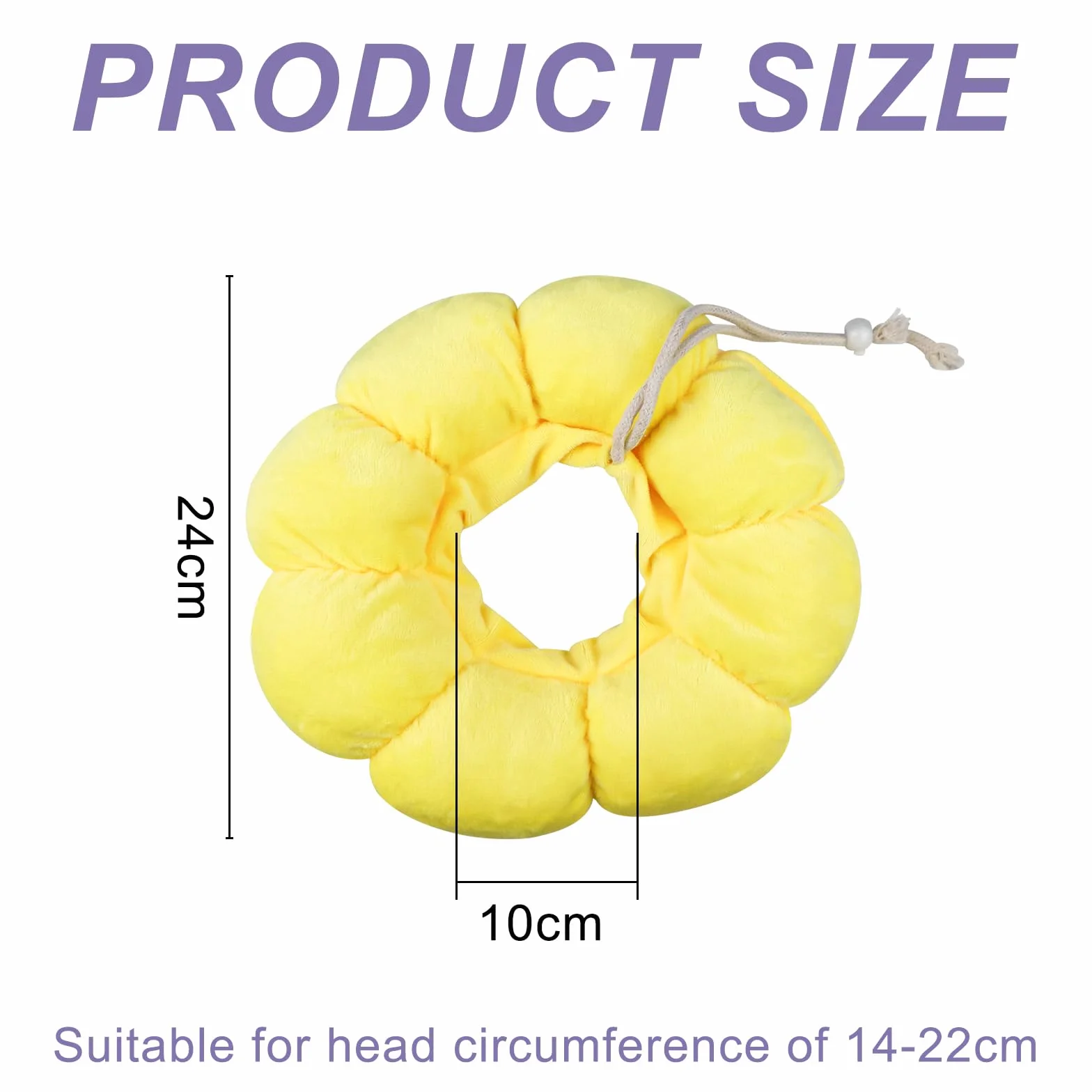 Collier de Protection Chat Tournesol, Collerette en Coton Suédé Respirant, Ajustable 14-22cm (M)