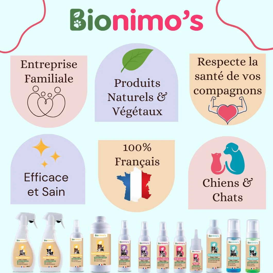 Spray Anti-Mordillement Chiens & Chats Bionimo, Naturel et Végétal, Eucalyptus, Eau Lavande Bio, 100% Français
