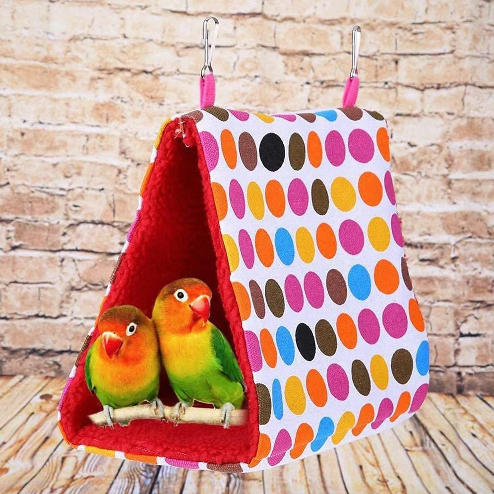Nid Oiseau Cage Oiseau Perroquet Hamac Triangle Maison d'oiseau nid d'oiseau Tente abri Lieu de Repos Colibri matériel de Nidification Oiseau Suspendu Grotte Peluche Chaud Hangar Cage lit de Couchage