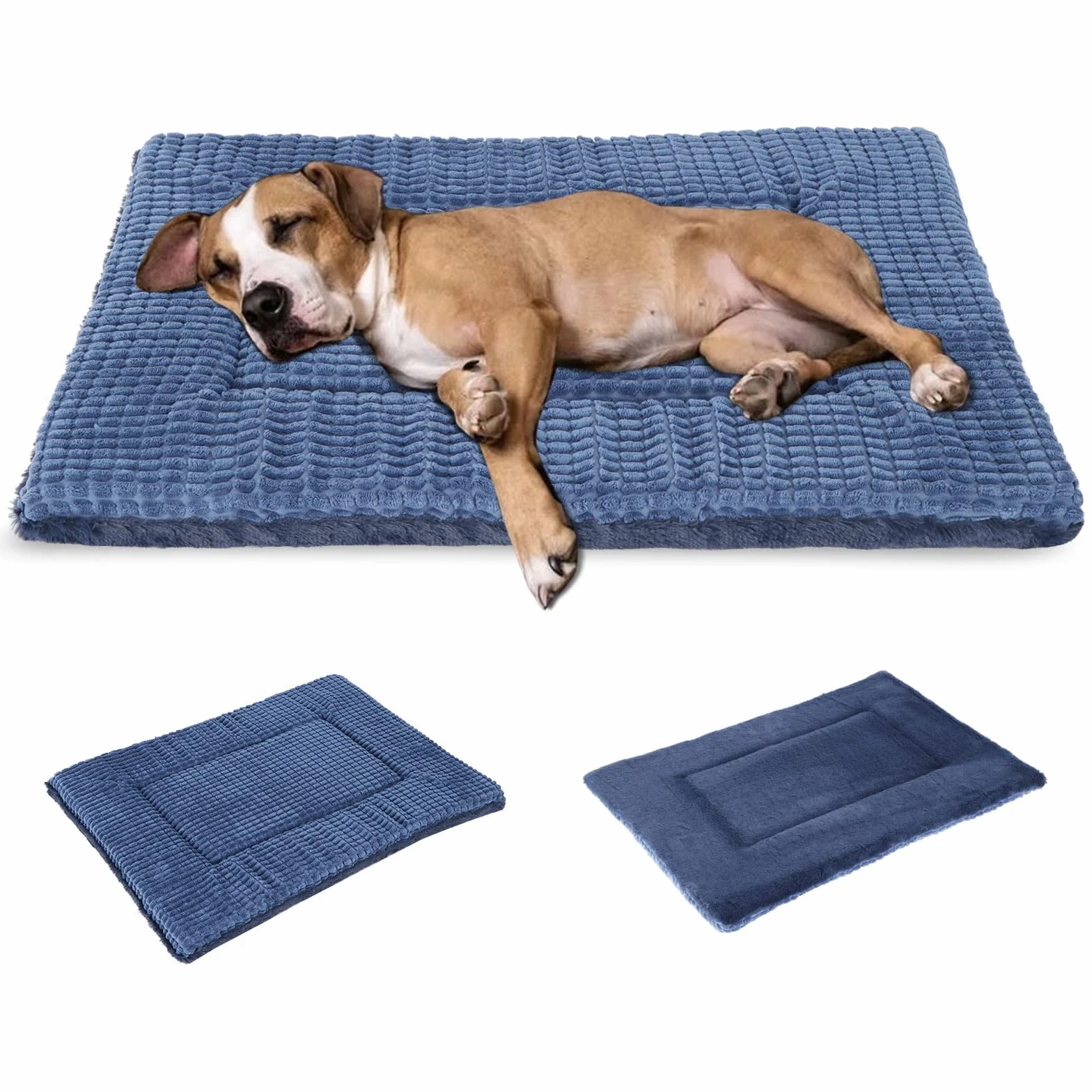 Tapis de Lit pour Chien BVAGSS, Coussin Lavable Mousse Haute Densité 106x71x4cm Navy
