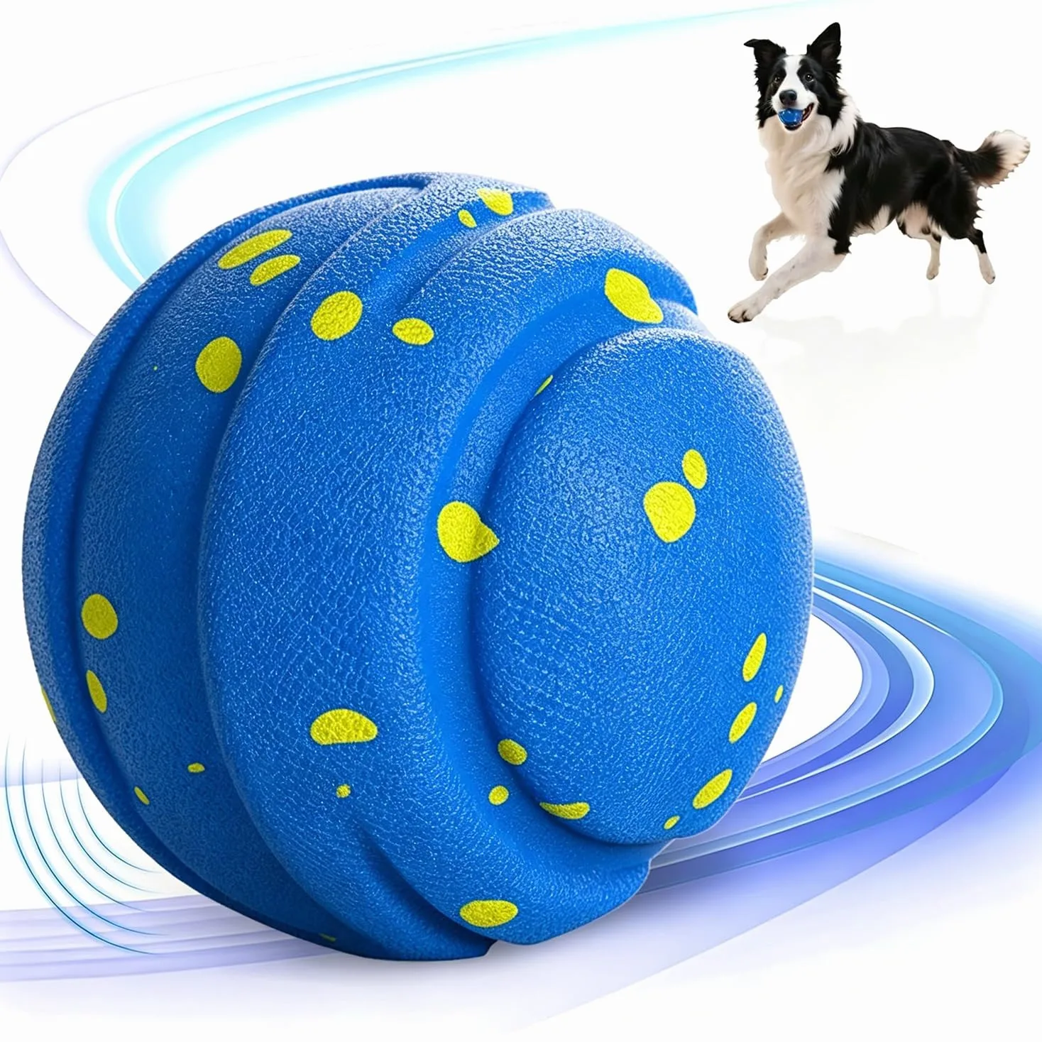 Balle interactive pour chien pour mâcheurs agressifs, jouets à mâcher pour chien, jouets d'enrichissement pour chien, mouvement automatique, rebondissement, rotation, rechargeable de type C